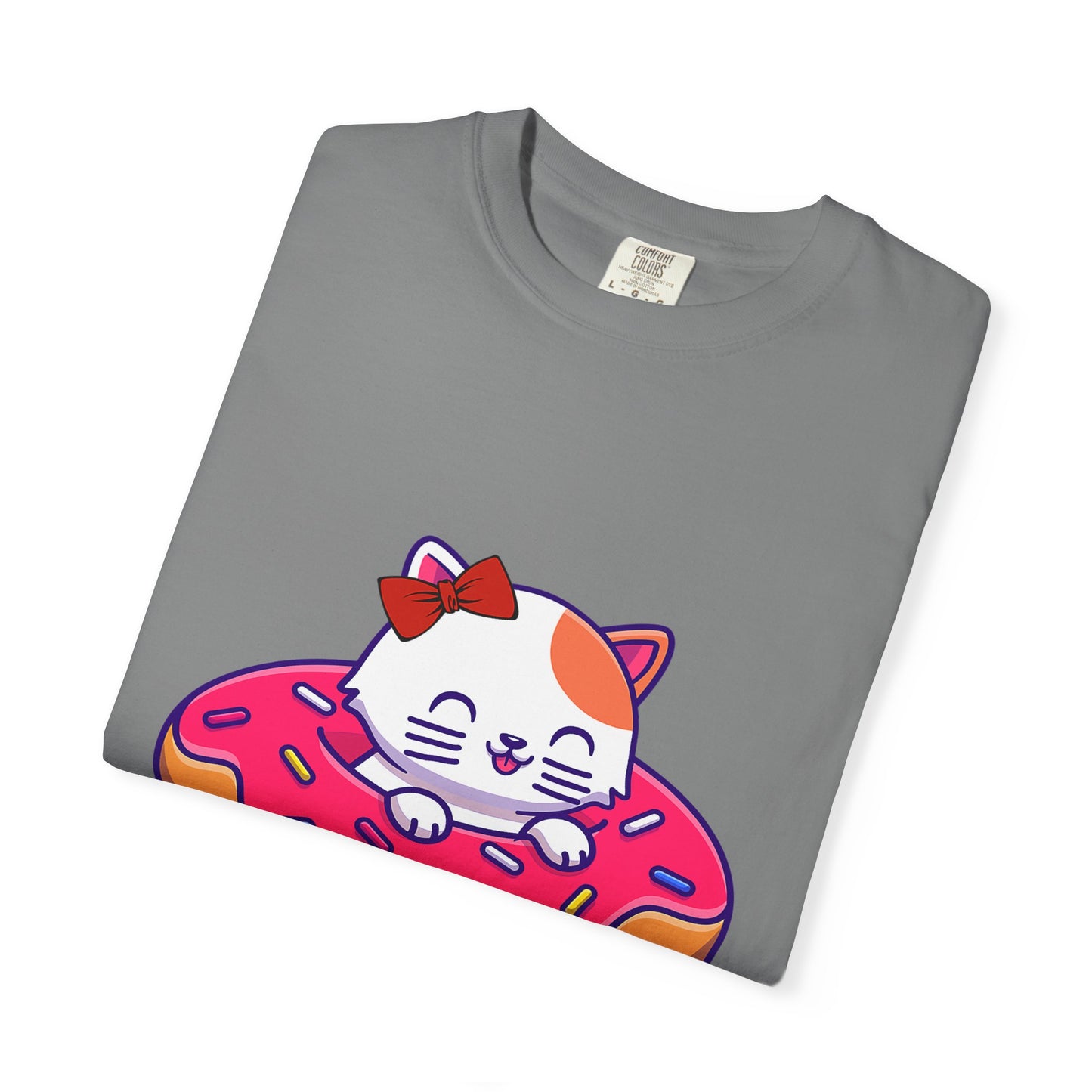 Cute Cat and Donut Unisex T-Shirt, Funny Animal Tee, Gift for Cat Lovers, Casual Wear, Cute Summer Outfit