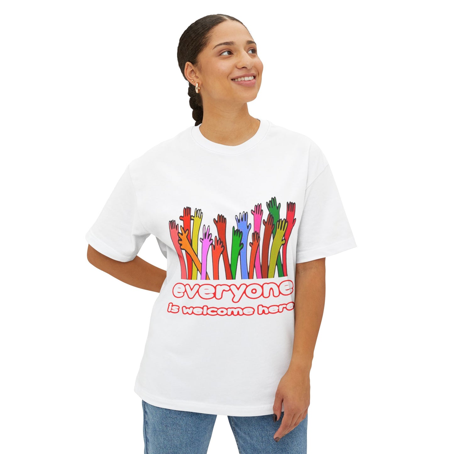 Inclusive Vibes Oversized Tee - Everyone is Welcome Here, Unisex T-Shirt, LGBTQ+ Pride Shirt, Casual Wear, Gift for Friends