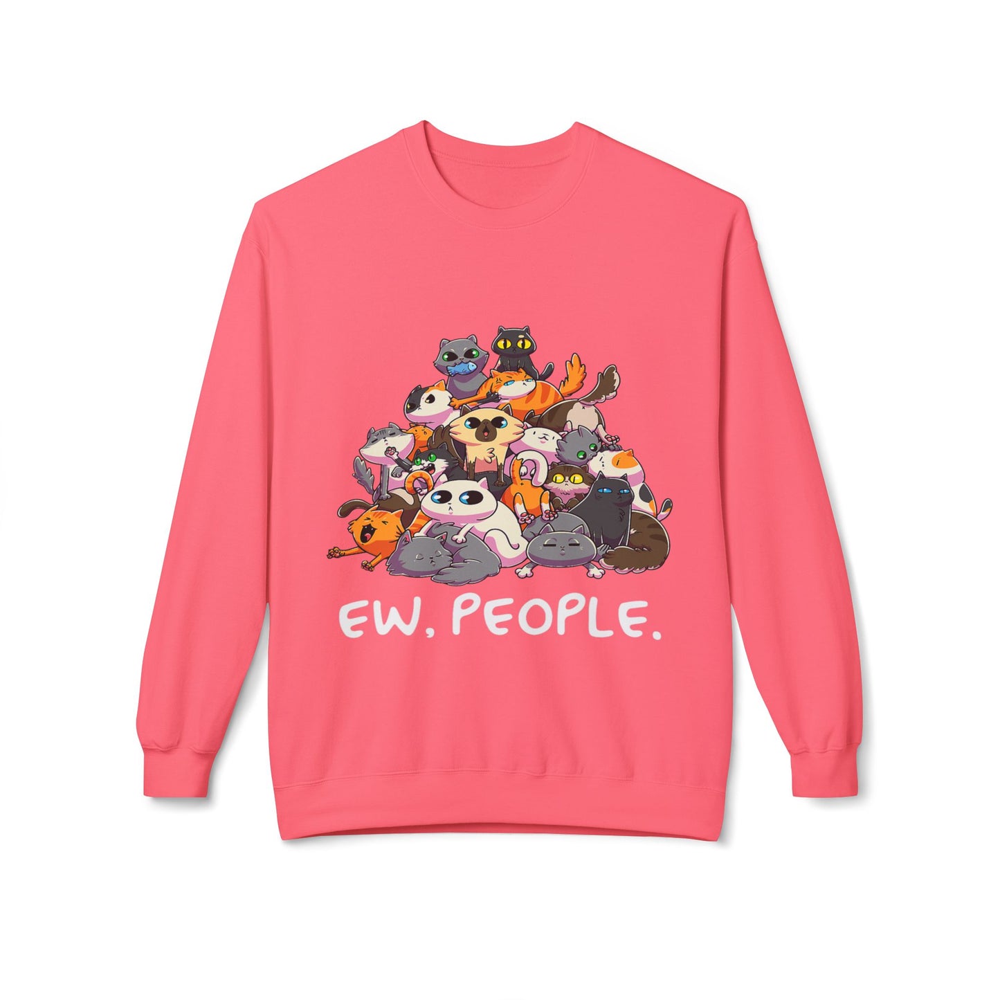 Cute Cat Lover Crewneck Sweatshirt - 'Ew. People.' Funny Gift for Cat Owners, Animal Lovers, Cozy Fashion, Unique Birthday Present