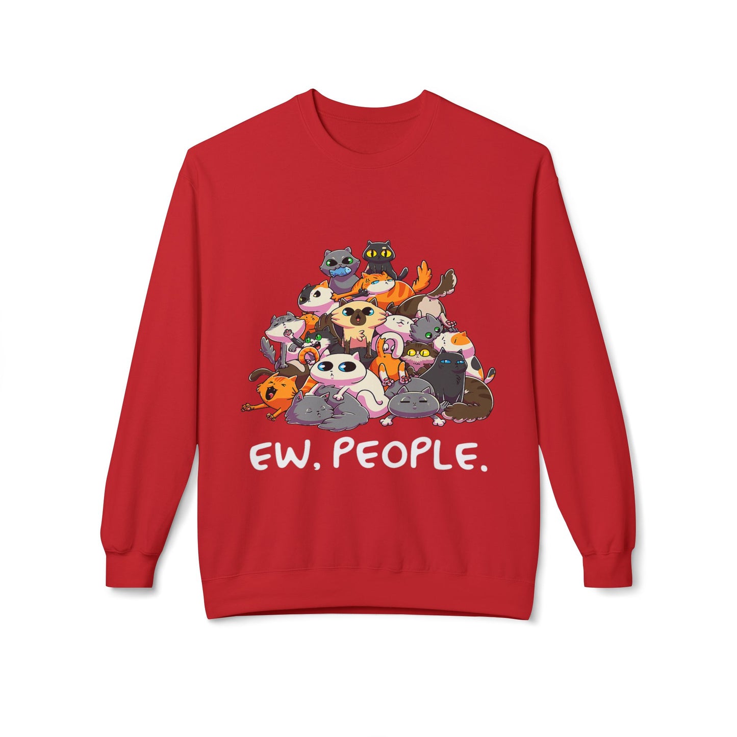 Cute Cat Lover Crewneck Sweatshirt - 'Ew. People.' Funny Gift for Cat Owners, Animal Lovers, Cozy Fashion, Unique Birthday Present