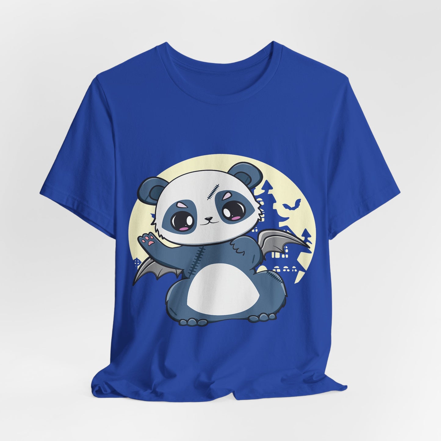 Cute Panda Halloween Tee, Unisex Short Sleeve Shirt, Fun Graphic T-Shirt, Spooky Cute Apparel, Animal Lover Gift