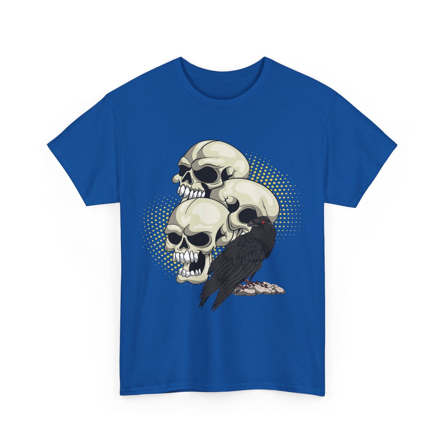 Skull Crow Tee - Unisex Heavy Cotton T-Shirt, Edgy Graphic Shirt, Gothic Style Apparel, Halloween Outfit, Alternative Fashion