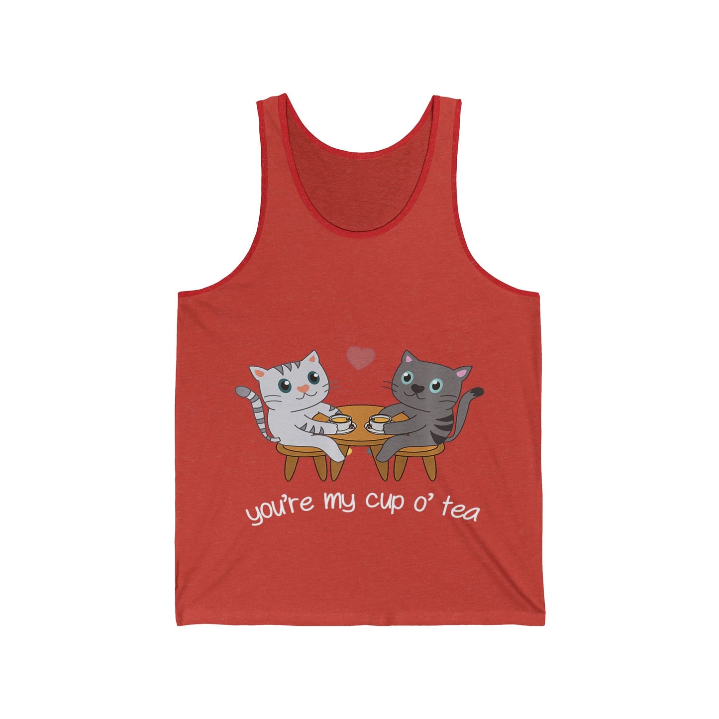 Cute Cat Lovers Unisex Jersey Tank - You're My Cup of Tea, Cat Tank Top, Gift for Cat Owners, Pet Lover Apparel, Summer Casual Wear