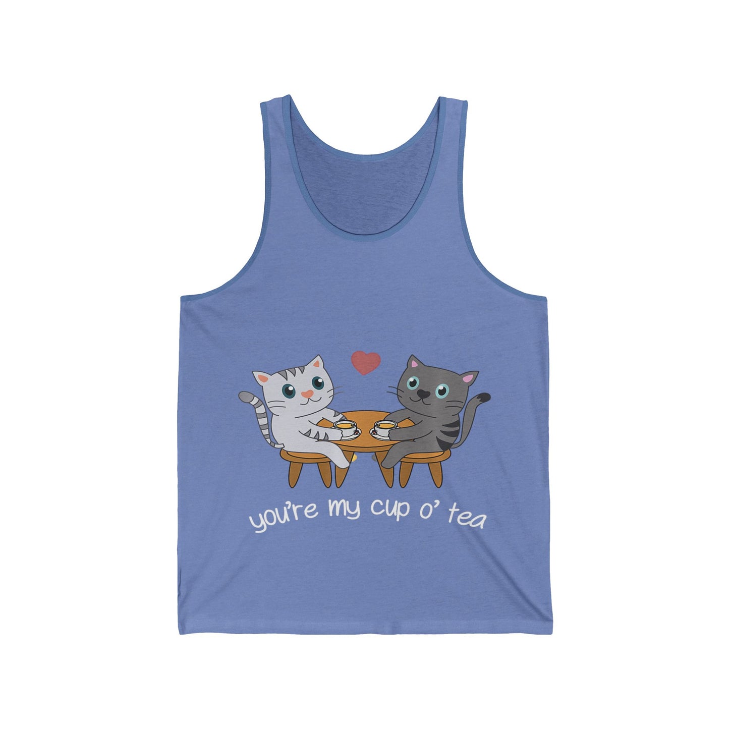 Cute Cat Lovers Unisex Jersey Tank - You're My Cup of Tea, Cat Tank Top, Gift for Cat Owners, Pet Lover Apparel, Summer Casual Wear