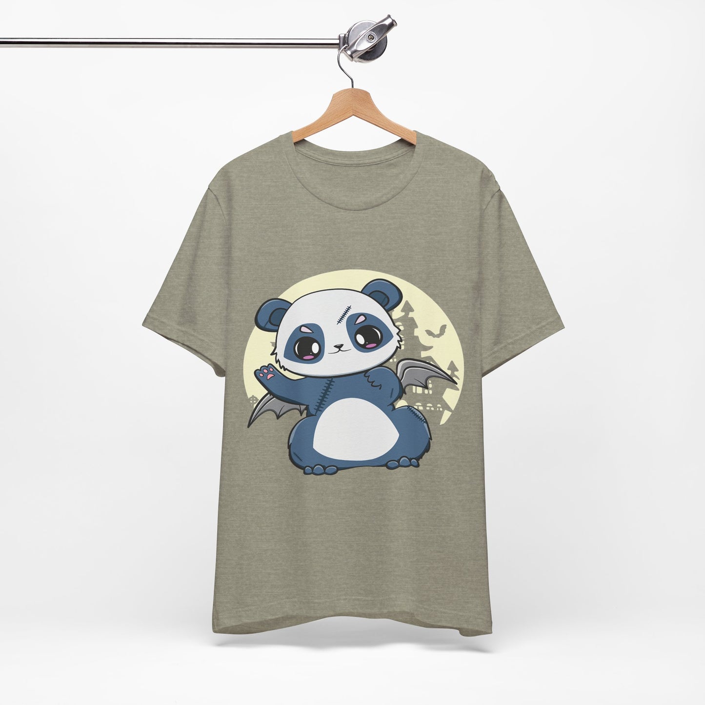 Cute Panda Halloween Tee, Unisex Short Sleeve Shirt, Fun Graphic T-Shirt, Spooky Cute Apparel, Animal Lover Gift
