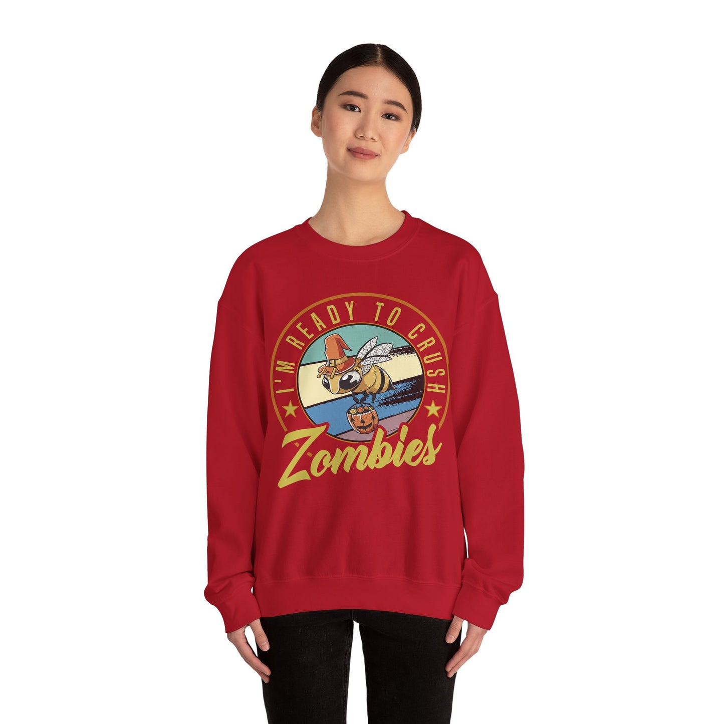 Zombie-Themed Crewneck Sweatshirt - Funny Halloween Gift for Friends, Casual Wear, Cozy Style, Unisex Apparel, Fall Fashion
