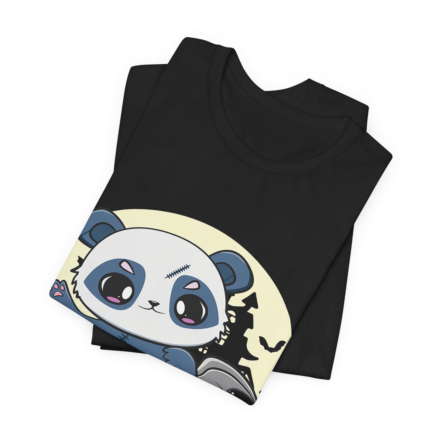 Cute Panda Halloween Tee, Unisex Short Sleeve Shirt, Fun Graphic T-Shirt, Spooky Cute Apparel, Animal Lover Gift