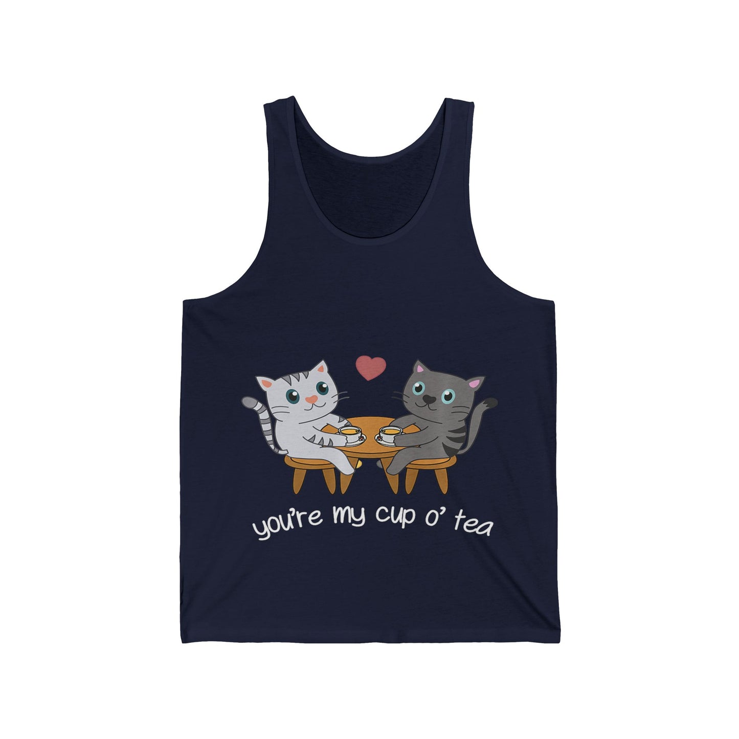 Cute Cat Lovers Unisex Jersey Tank - You're My Cup of Tea, Cat Tank Top, Gift for Cat Owners, Pet Lover Apparel, Summer Casual Wear