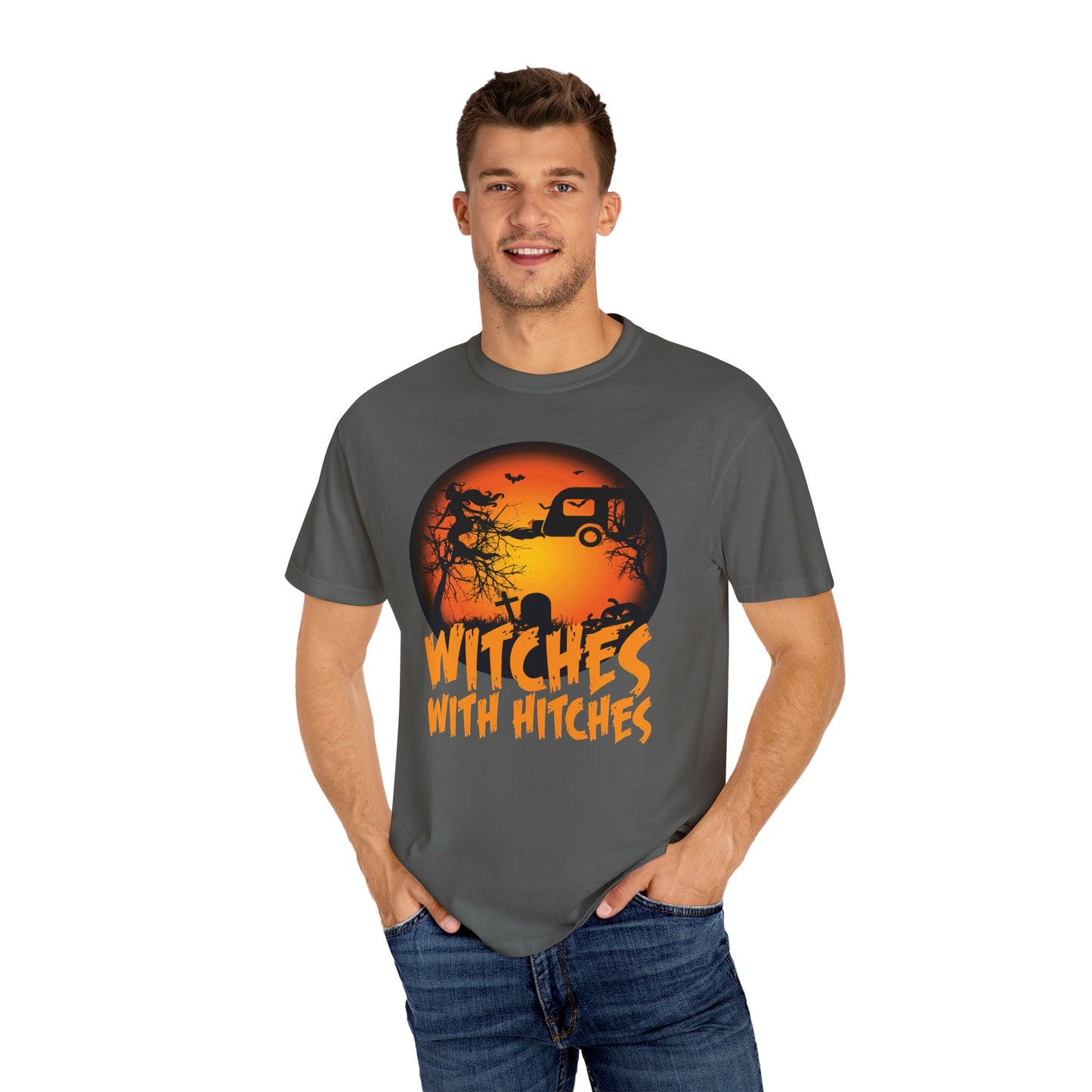 Witches with Hitches Unisex T-shirt | Halloween Apparel, Witchy Vibes, Casual Wear, Gift for Her, Festival T-shirt, Cozy Style