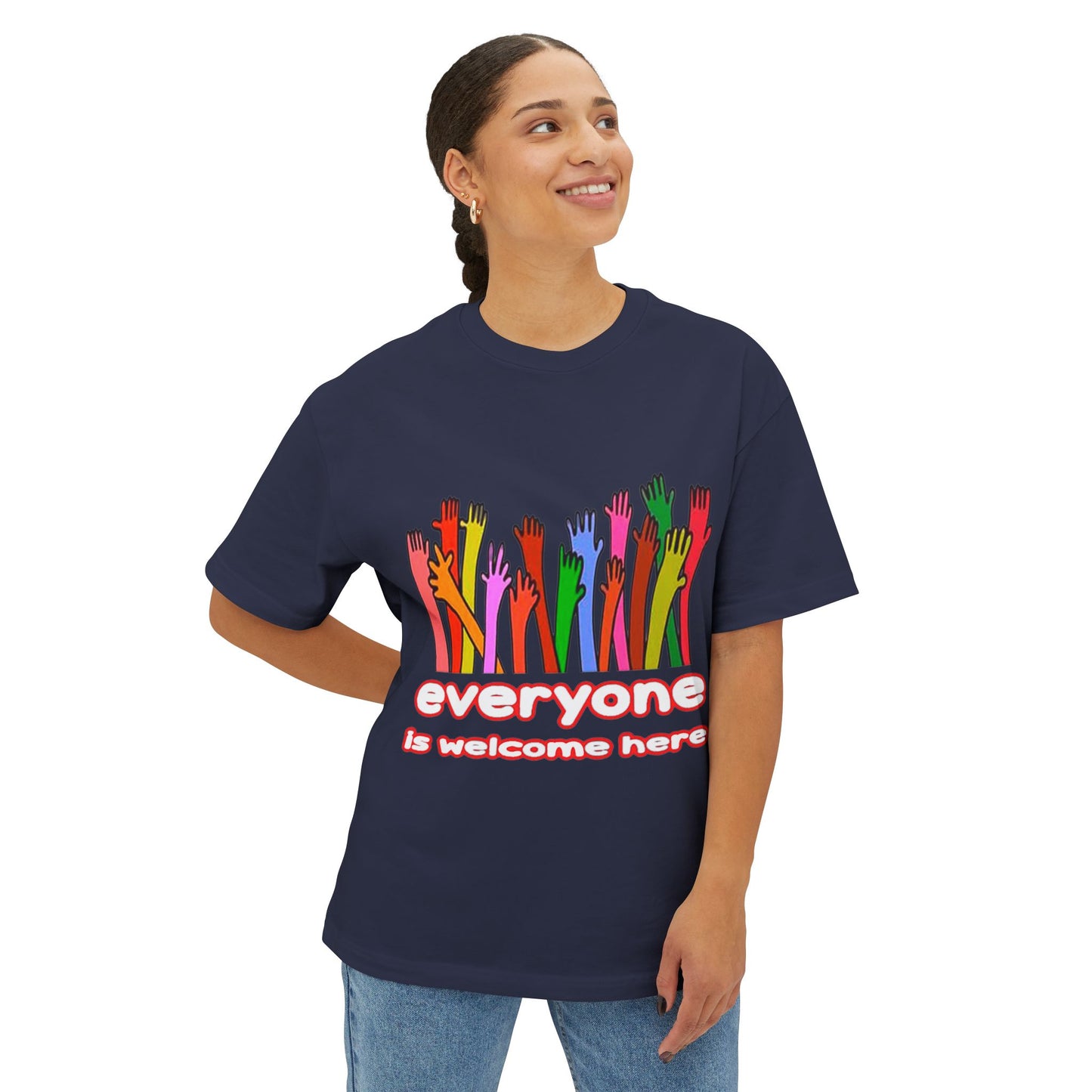 Inclusive Vibes Oversized Tee - Everyone is Welcome Here, Unisex T-Shirt, LGBTQ+ Pride Shirt, Casual Wear, Gift for Friends