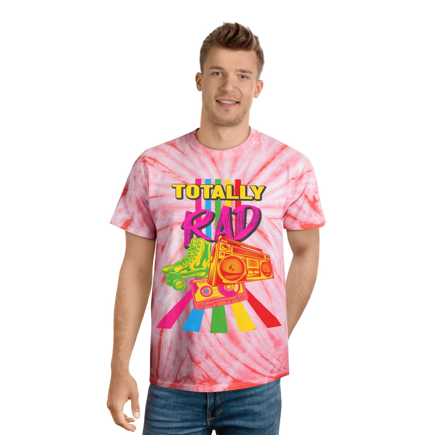 Totally Rad Tie-Dye Tee | Retro 80s Vibe Shirt | Perfect for Summer Festivals, Casual Outfits, Skate Culture, Unique Gift Idea