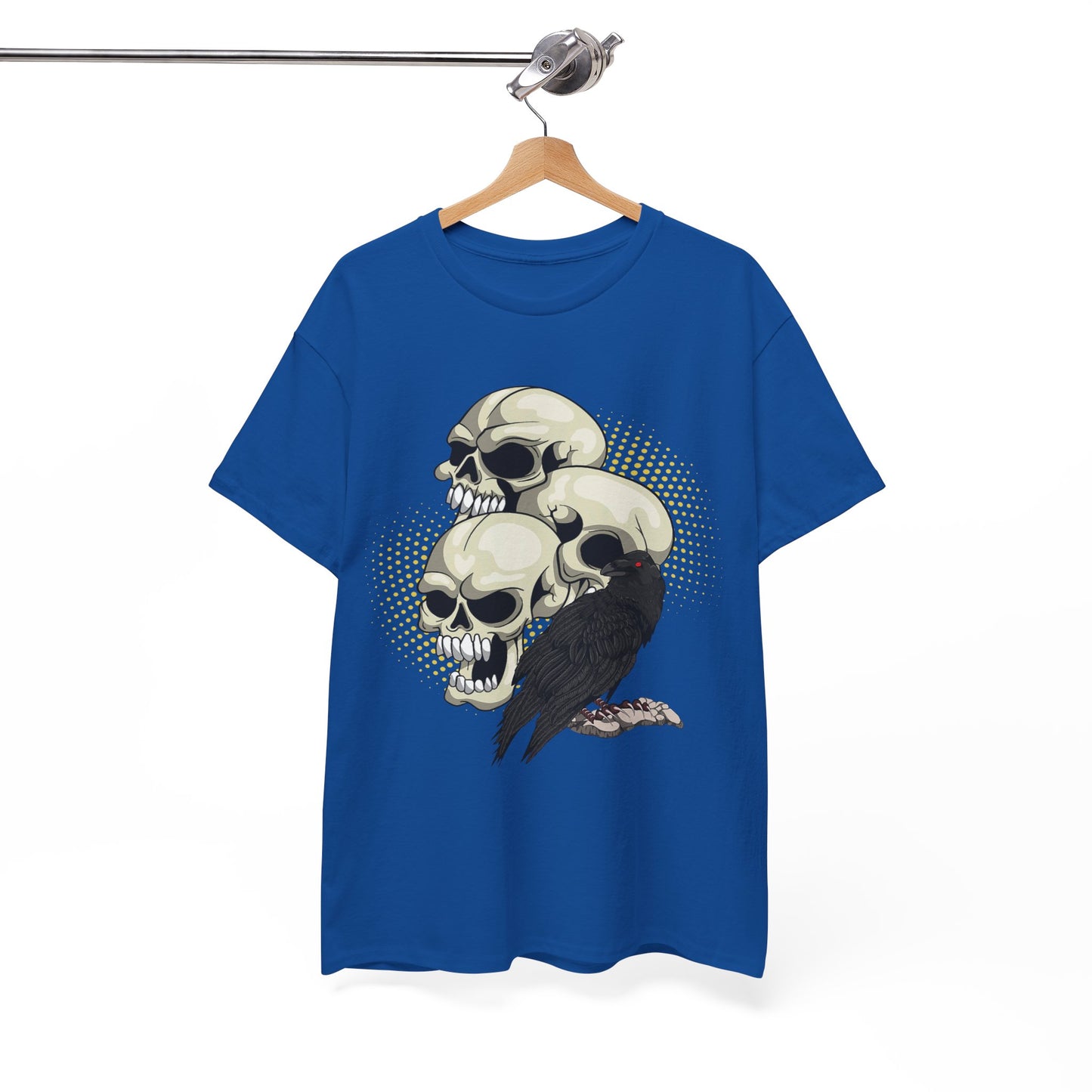 Skull Crow Tee - Unisex Heavy Cotton T-Shirt, Edgy Graphic Shirt, Gothic Style Apparel, Halloween Outfit, Alternative Fashion