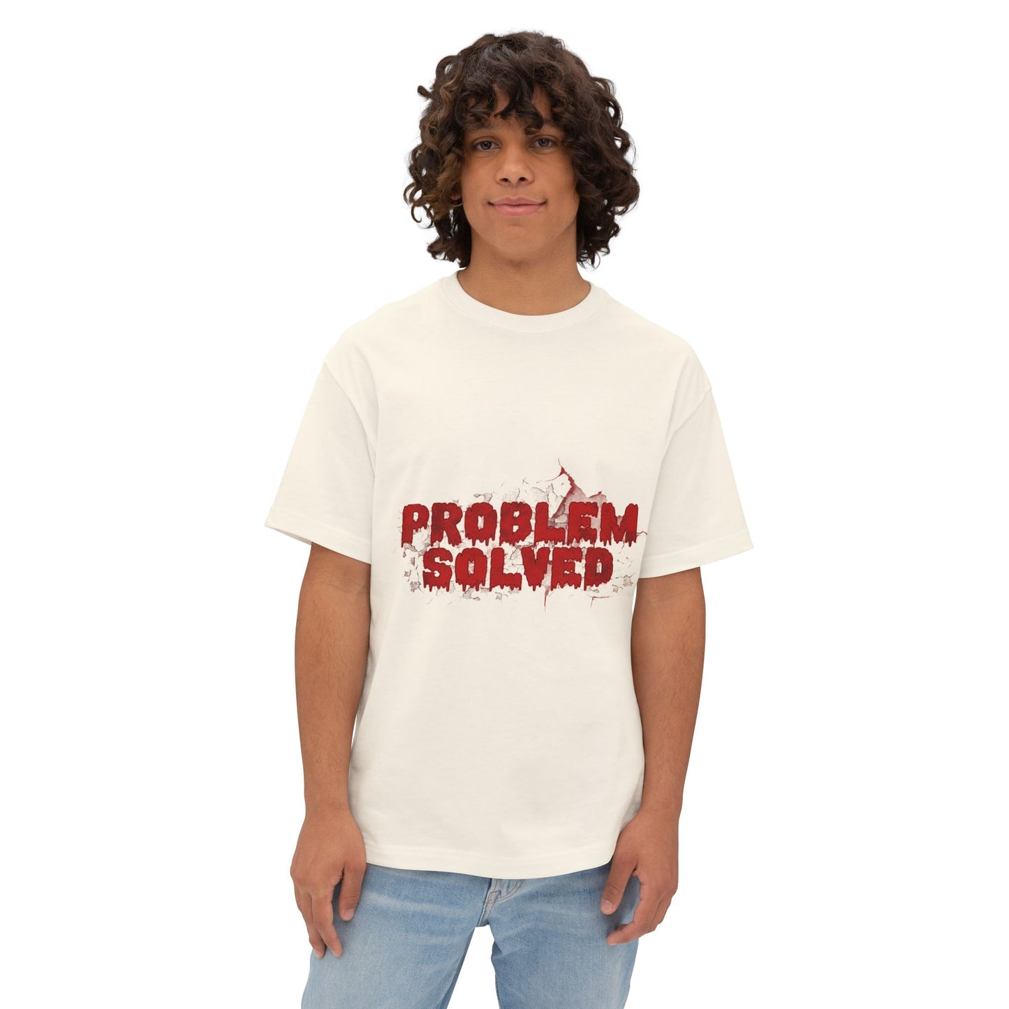 Unisex Boxy Tee - "Problem Solved" Funny Graphic Shirt for Everyday Wear, Gift for Friends, Casual Style, Comfortable Tee, Humor Apparel