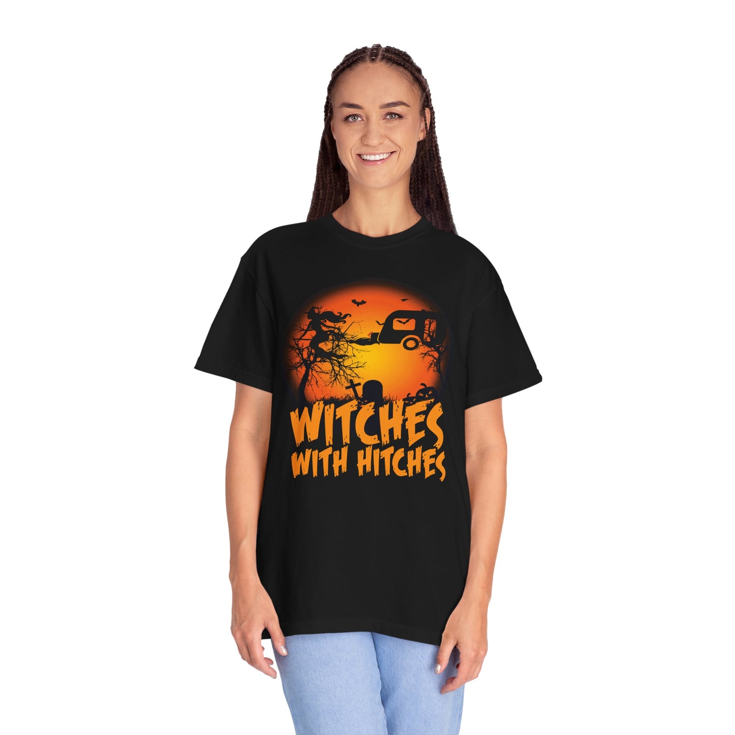 Witches with Hitches Unisex T-shirt | Halloween Apparel, Witchy Vibes, Casual Wear, Gift for Her, Festival T-shirt, Cozy Style
