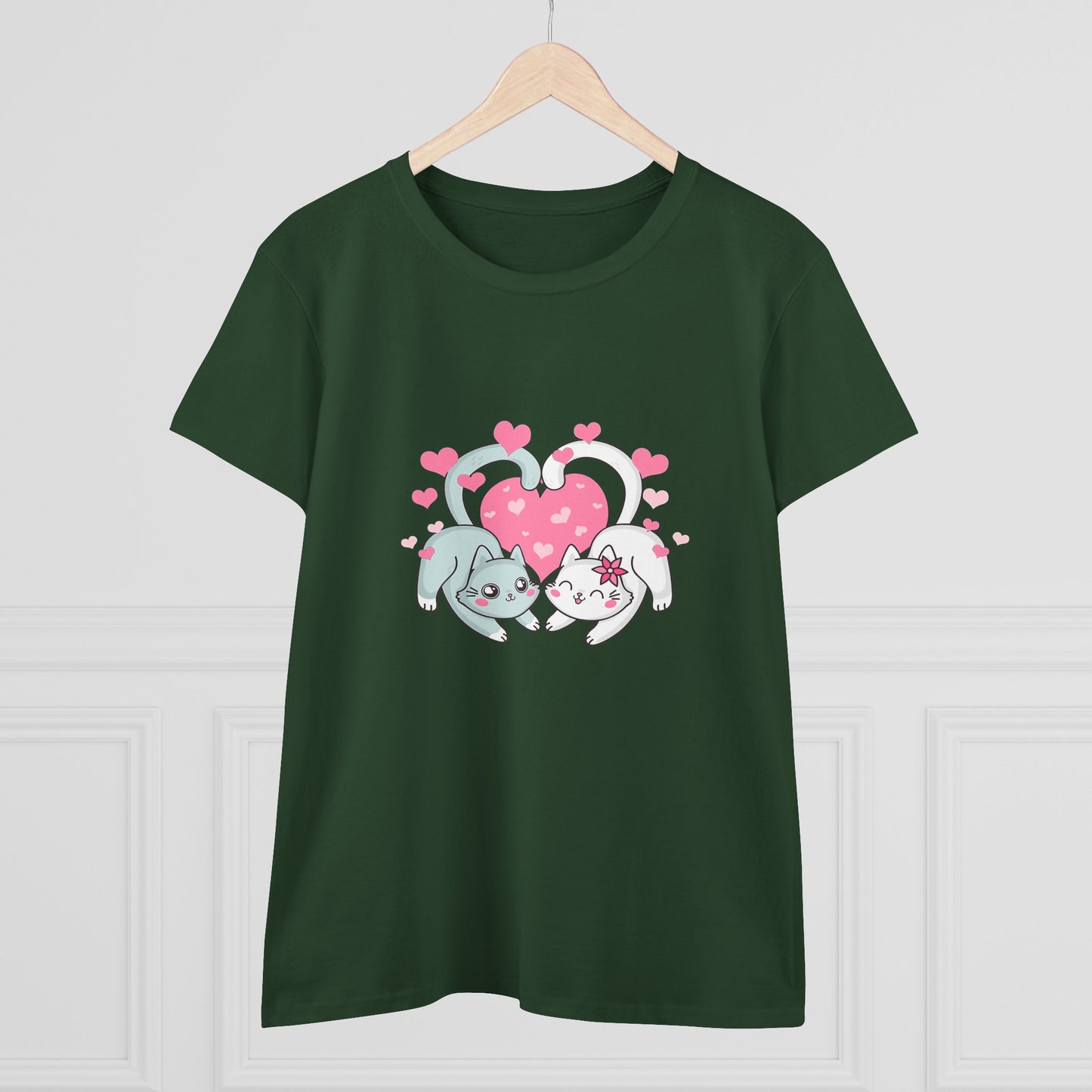 Cute Cat Love Tee for Pet Lovers, Valentine's Day Gift, Women's Casual Cotton T-Shirt, Cat Lover Shirt, Unique Pet Gift