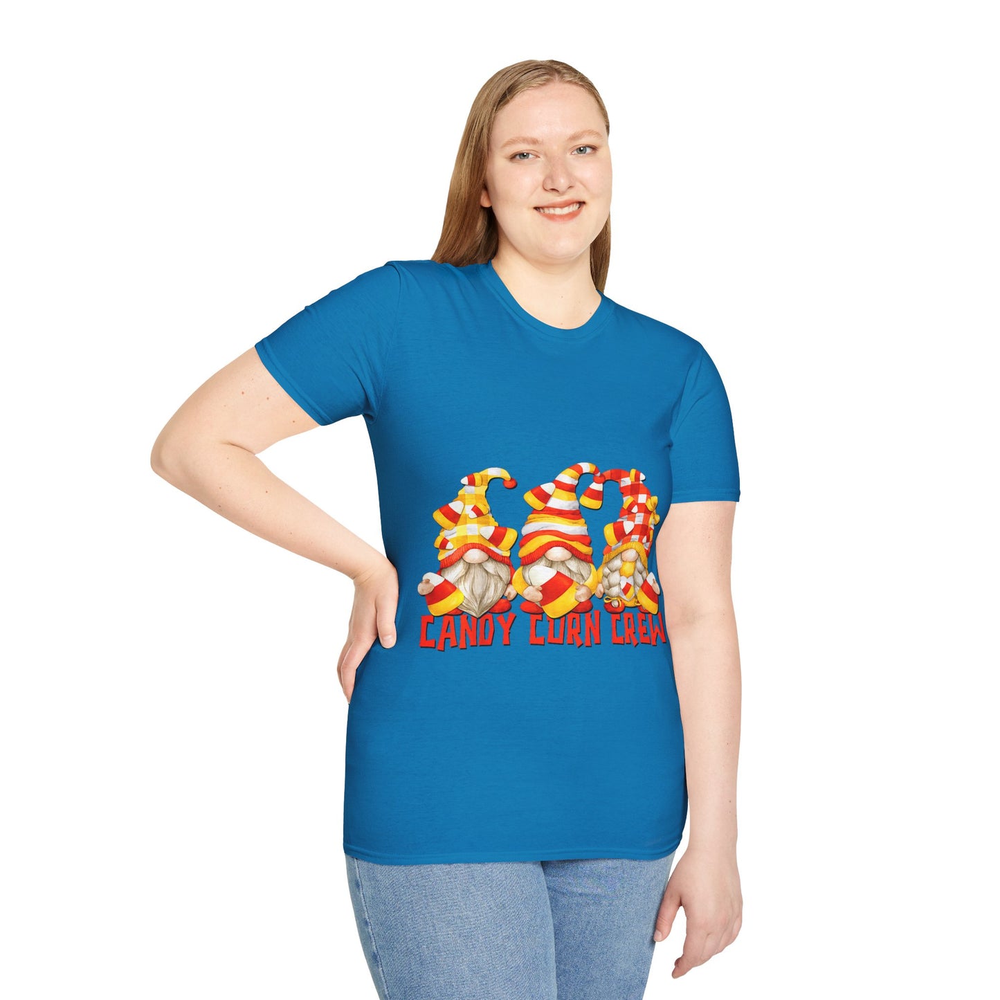 Candy Corn Crew Unisex T-Shirt - Fall Fashion, Halloween Apparel, Thanksgiving Gatherings, Cozy Comfort, Seasonal Style