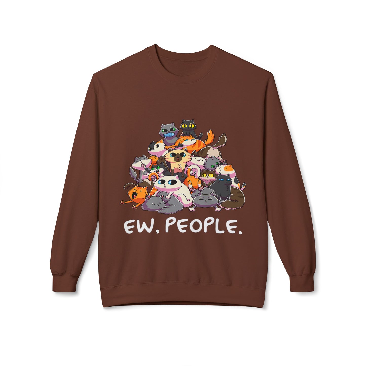 Cute Cat Lover Crewneck Sweatshirt - 'Ew. People.' Funny Gift for Cat Owners, Animal Lovers, Cozy Fashion, Unique Birthday Present