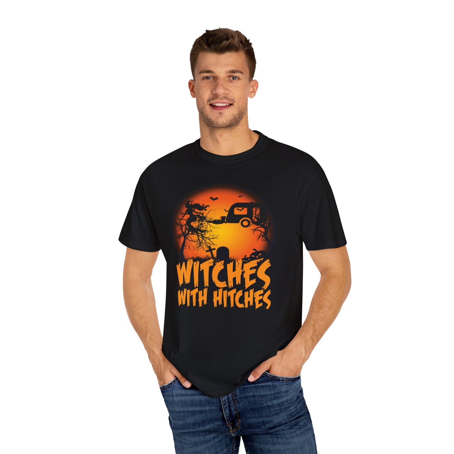 Witches with Hitches Unisex T-shirt | Halloween Apparel, Witchy Vibes, Casual Wear, Gift for Her, Festival T-shirt, Cozy Style