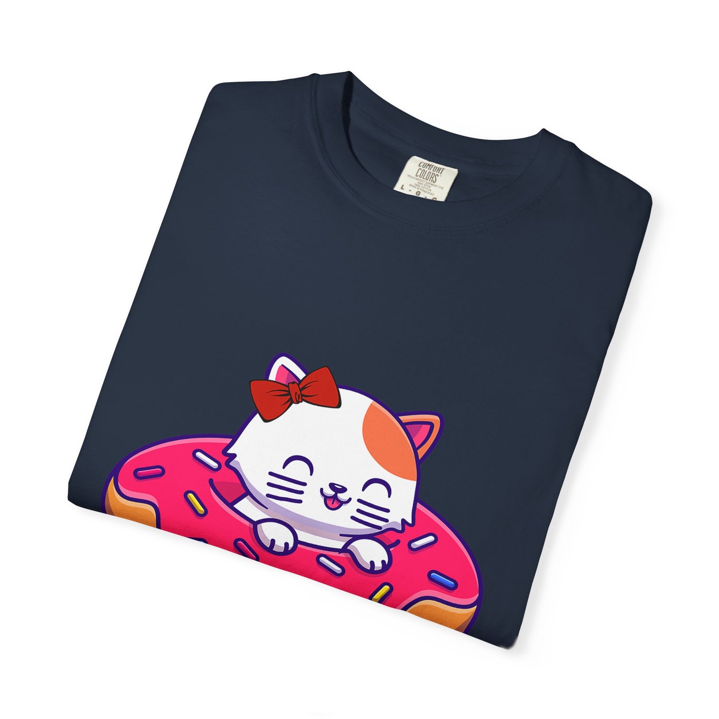 Cute Cat and Donut Unisex T-Shirt, Funny Animal Tee, Gift for Cat Lovers, Casual Wear, Cute Summer Outfit