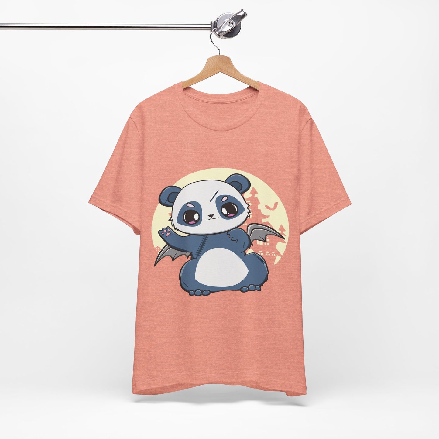 Cute Panda Halloween Tee, Unisex Short Sleeve Shirt, Fun Graphic T-Shirt, Spooky Cute Apparel, Animal Lover Gift
