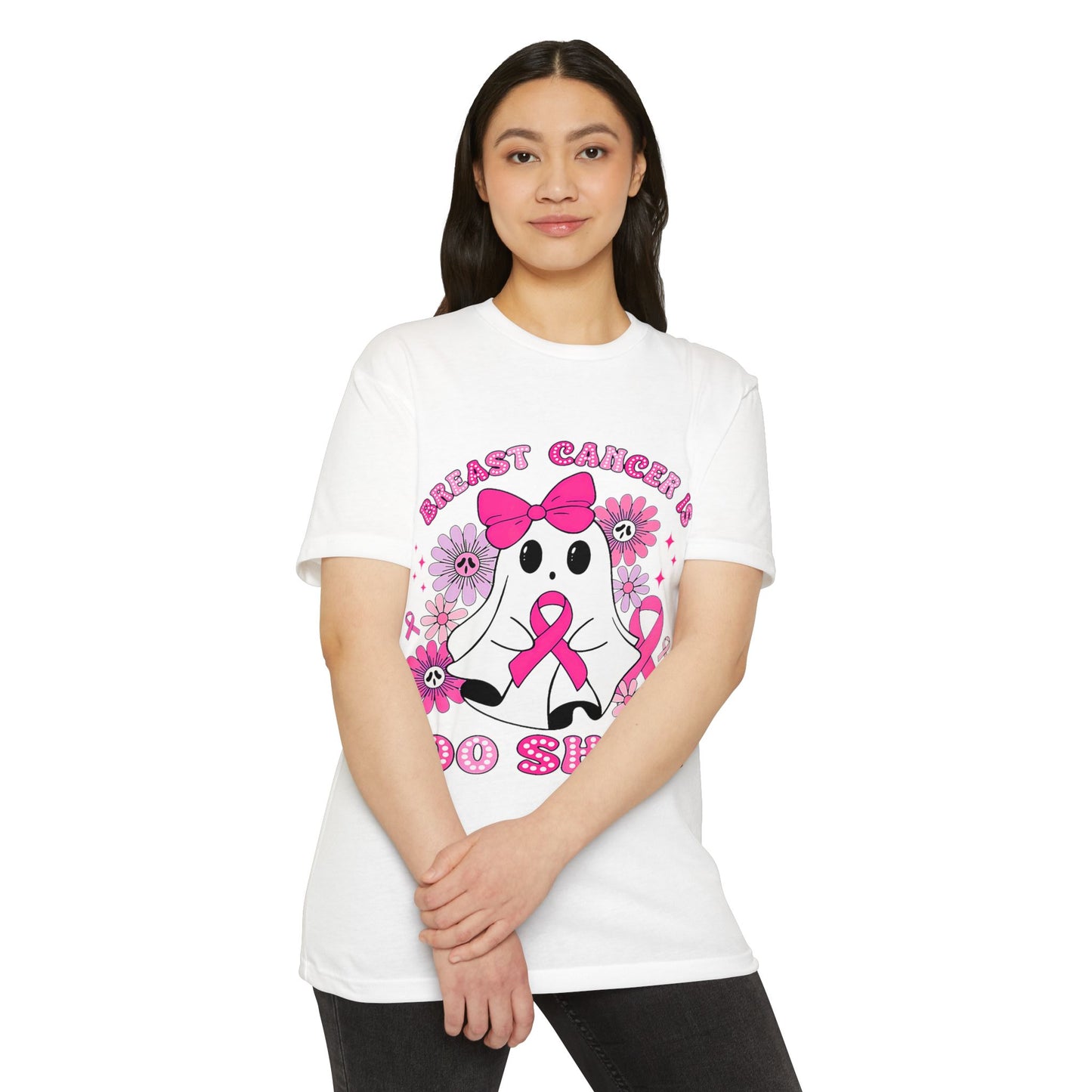 Breast Cancer Awareness Ghost T-Shirt, Unisex Tee, Halloween Shirt, Supportive Apparel, Fundraiser Gear, Boo Sheet Shirt