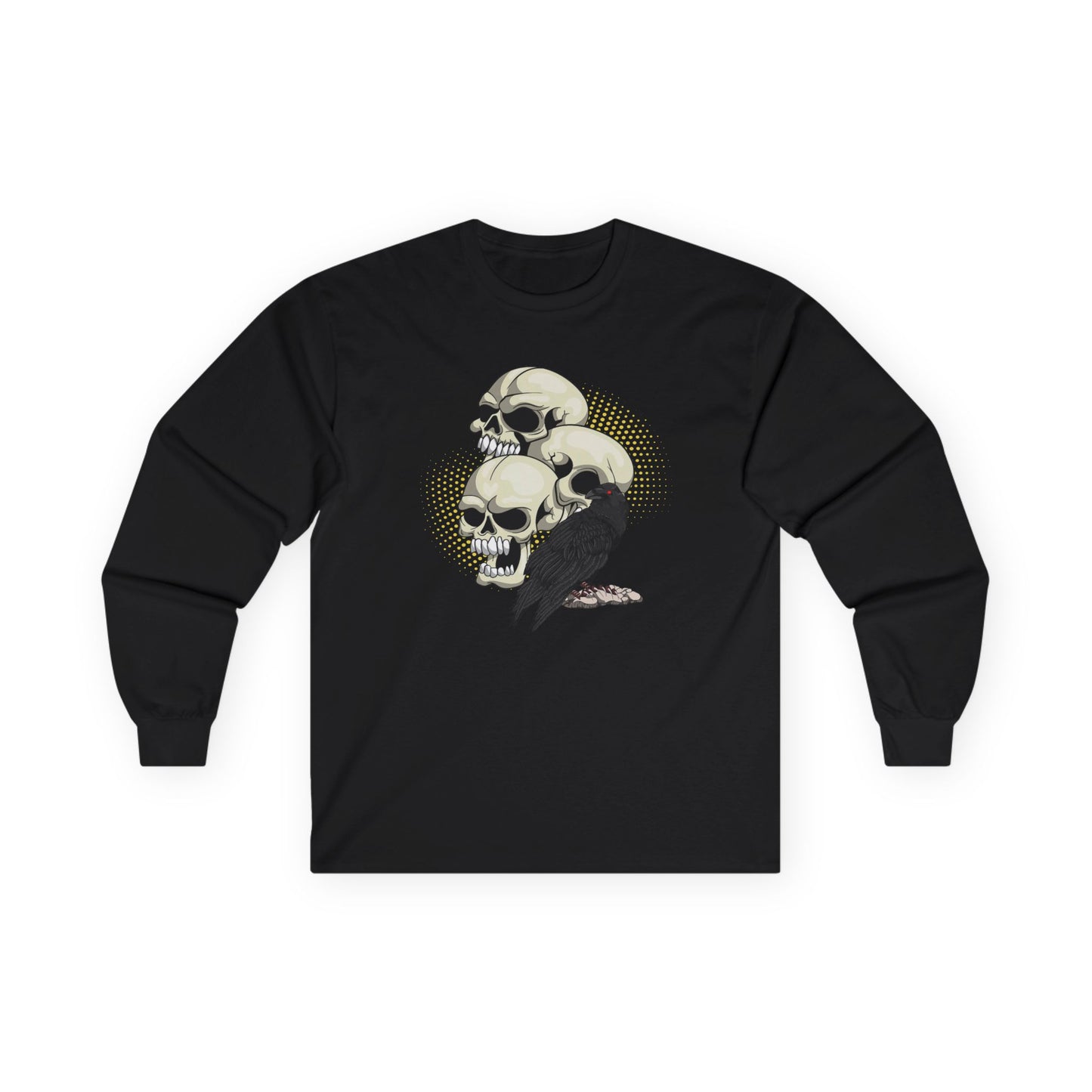 Skull and Crow Long Sleeve Tee, Unisex Tee, Gothic Shirt, Halloween Fashion, Alternative Style, Edgy Casual Wear