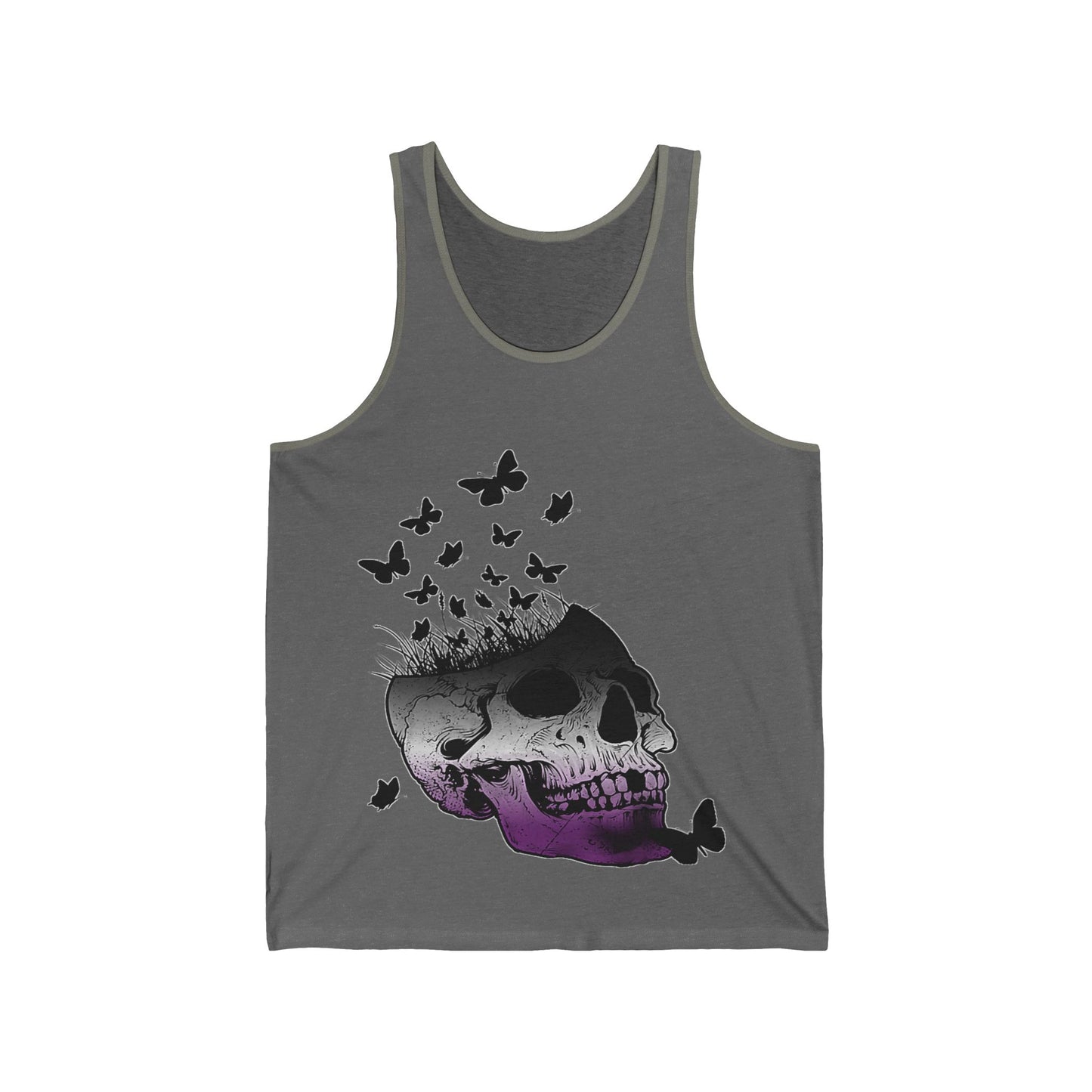 Gothic Butterfly Skull Tank, Unisex Jersey Tank Top, Edgy Summer Fashion, Casual Wear, Halloween Outfit, Unique Gift