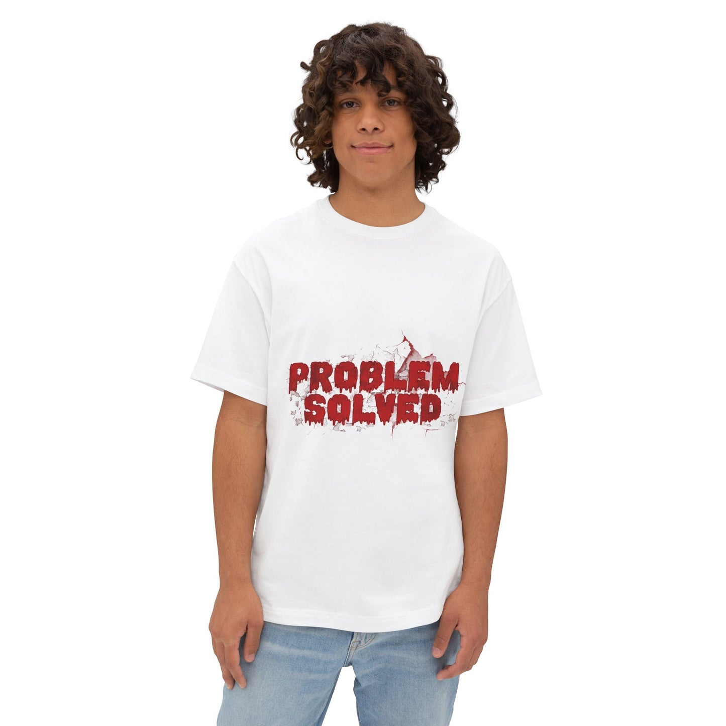 Unisex Boxy Tee - "Problem Solved" Funny Graphic Shirt for Everyday Wear, Gift for Friends, Casual Style, Comfortable Tee, Humor Apparel