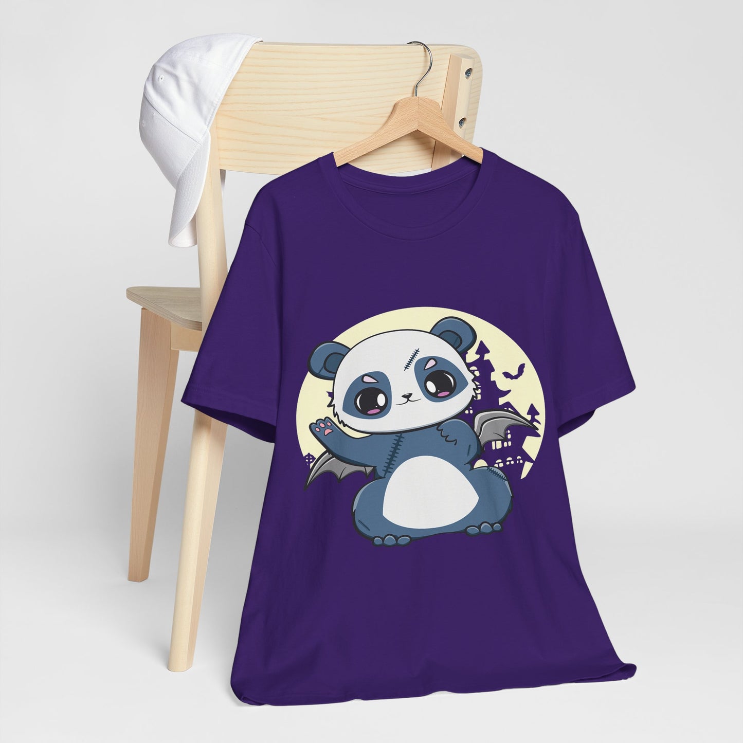 Cute Panda Halloween Tee, Unisex Short Sleeve Shirt, Fun Graphic T-Shirt, Spooky Cute Apparel, Animal Lover Gift