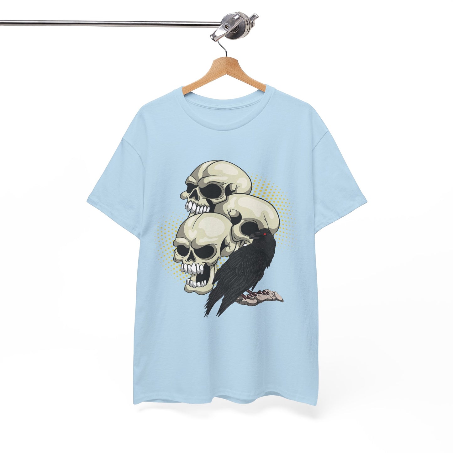 Skull Crow Tee - Unisex Heavy Cotton T-Shirt, Edgy Graphic Shirt, Gothic Style Apparel, Halloween Outfit, Alternative Fashion