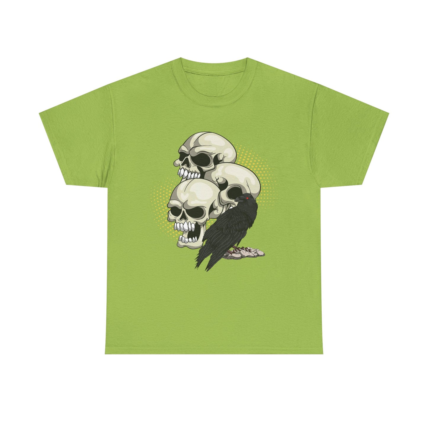 Skull Crow Tee - Unisex Heavy Cotton T-Shirt, Edgy Graphic Shirt, Gothic Style Apparel, Halloween Outfit, Alternative Fashion