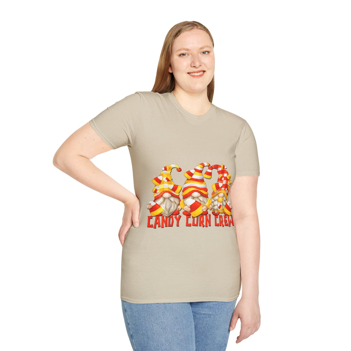 Candy Corn Crew Unisex T-Shirt - Fall Fashion, Halloween Apparel, Thanksgiving Gatherings, Cozy Comfort, Seasonal Style