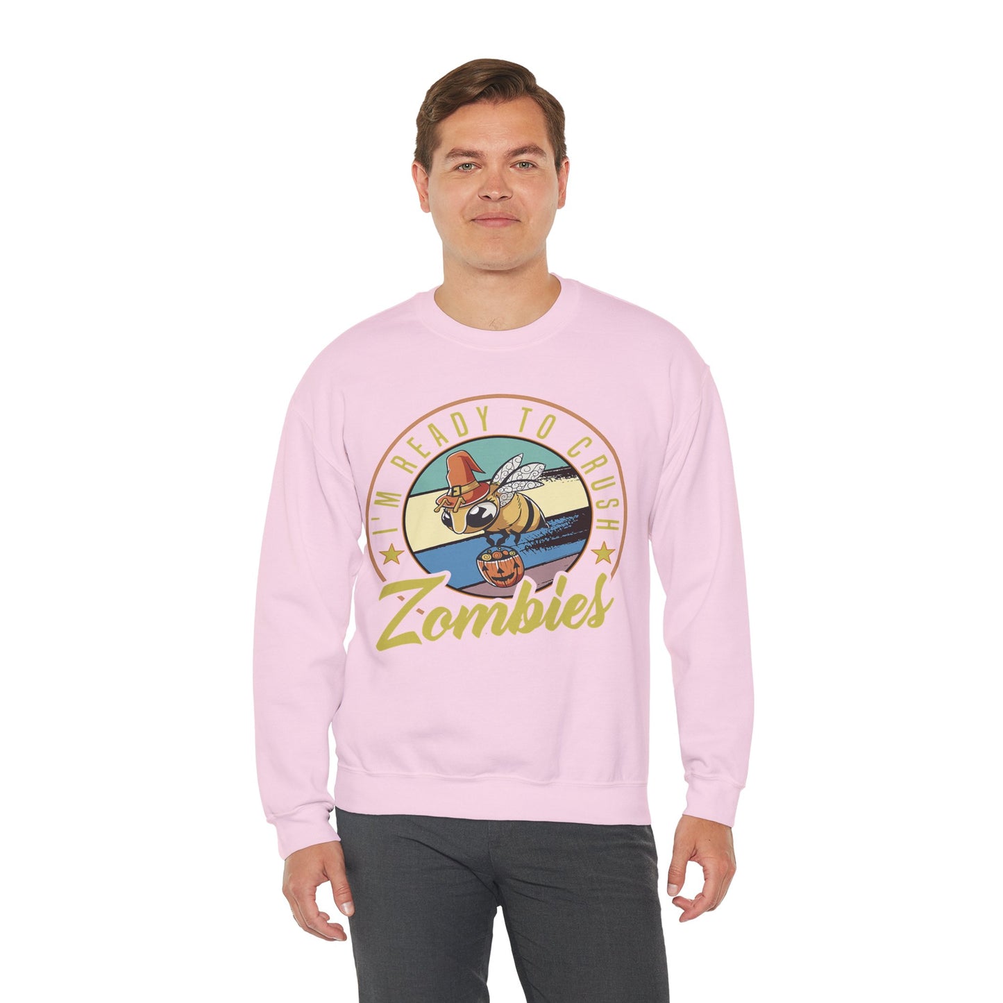 Zombie-Themed Crewneck Sweatshirt - Funny Halloween Gift for Friends, Casual Wear, Cozy Style, Unisex Apparel, Fall Fashion