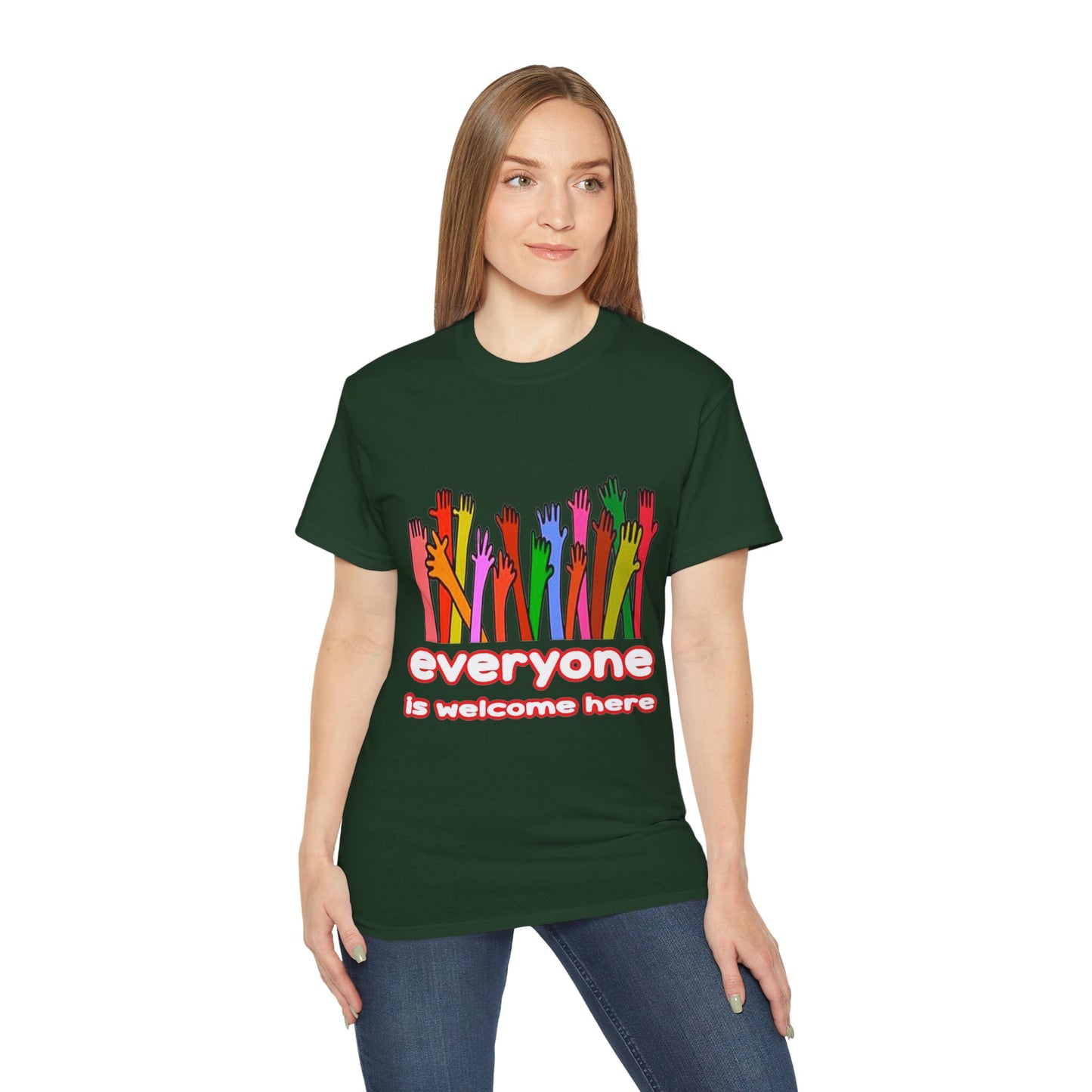 Inclusive Vibes Tee, Everyone is Welcome Here T-Shirt, Unity Tee, Proud Ally Shirt, Colorful Art Tee, Comfortable Cotton T-Shirt