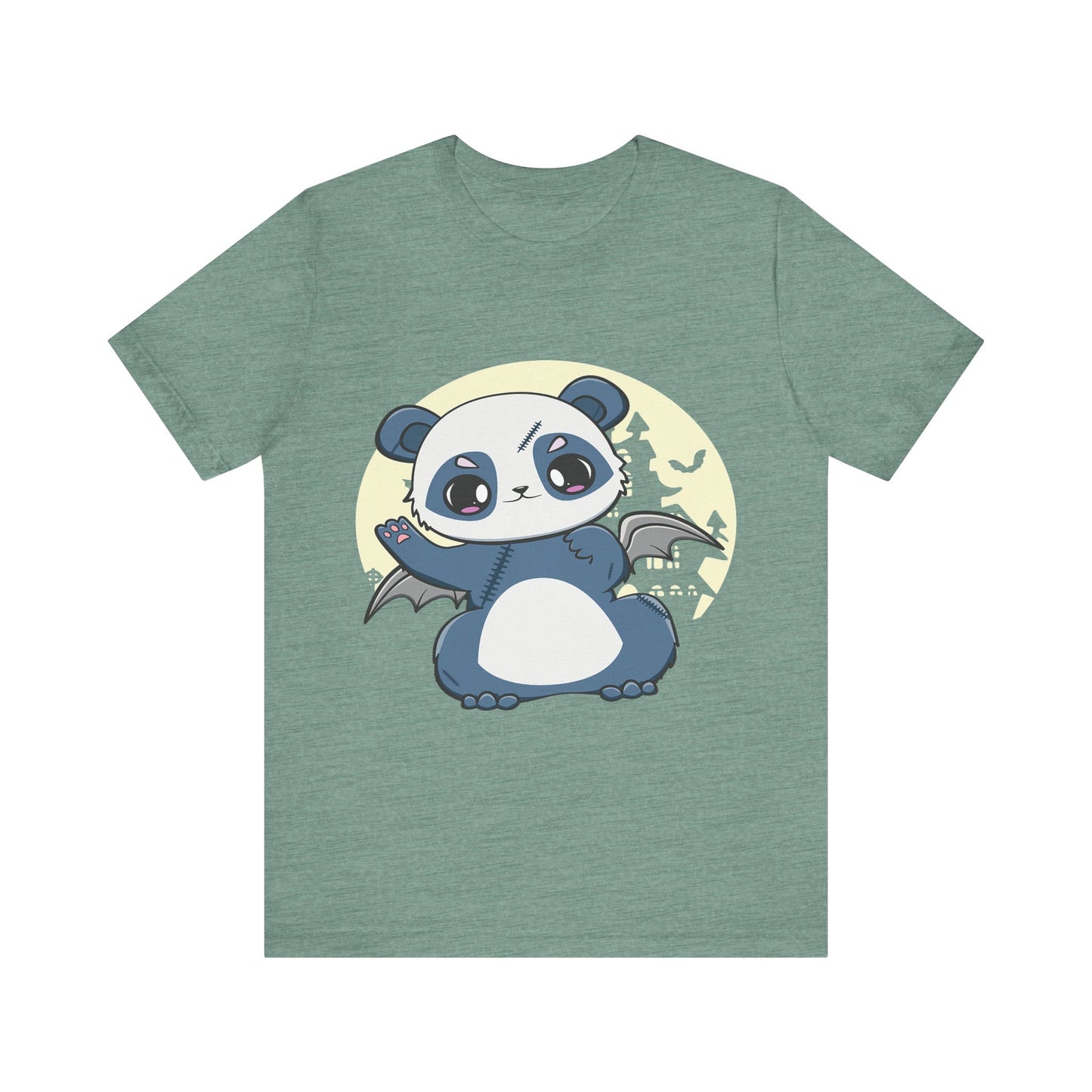 Cute Panda Halloween Tee, Unisex Short Sleeve Shirt, Fun Graphic T-Shirt, Spooky Cute Apparel, Animal Lover Gift