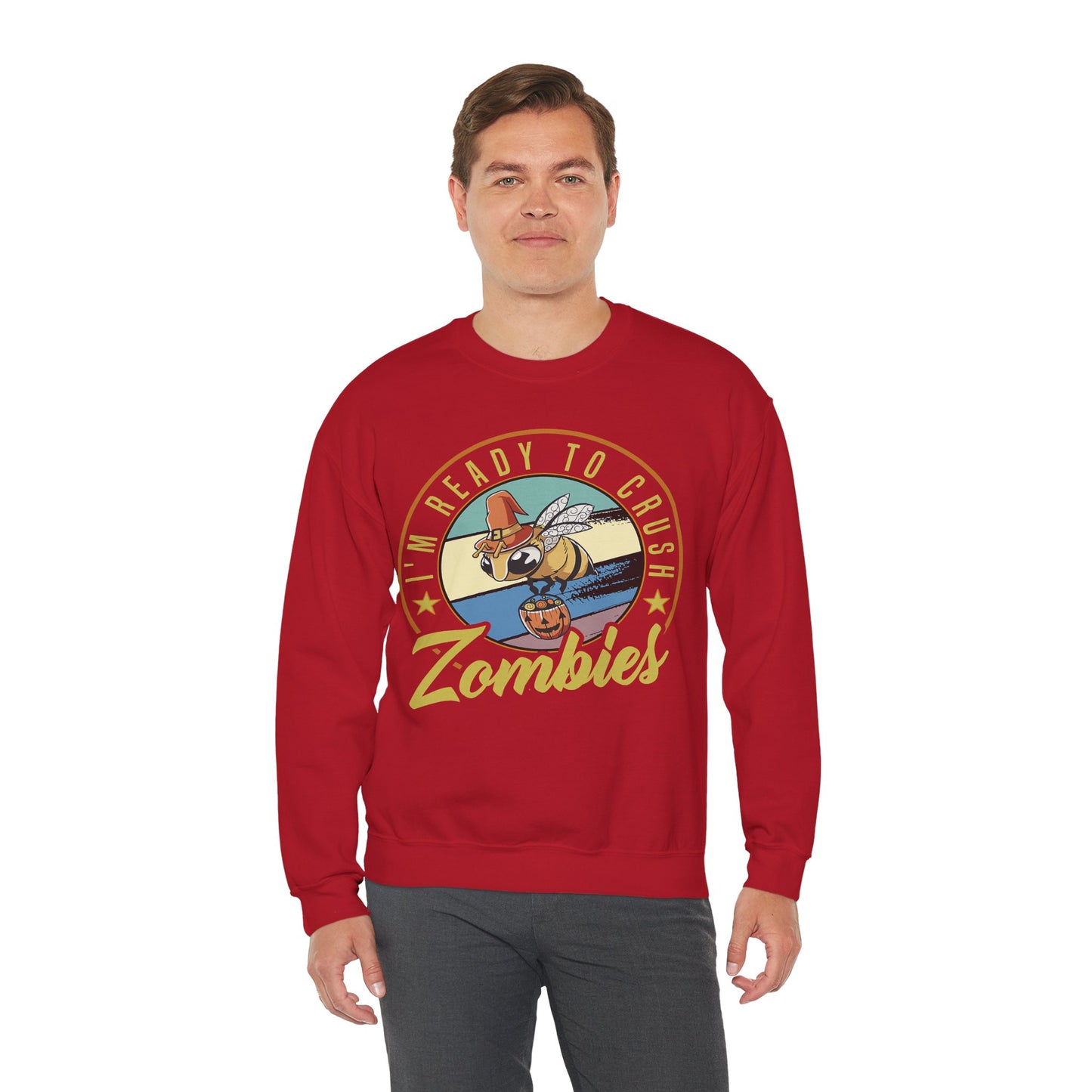 Zombie-Themed Crewneck Sweatshirt - Funny Halloween Gift for Friends, Casual Wear, Cozy Style, Unisex Apparel, Fall Fashion