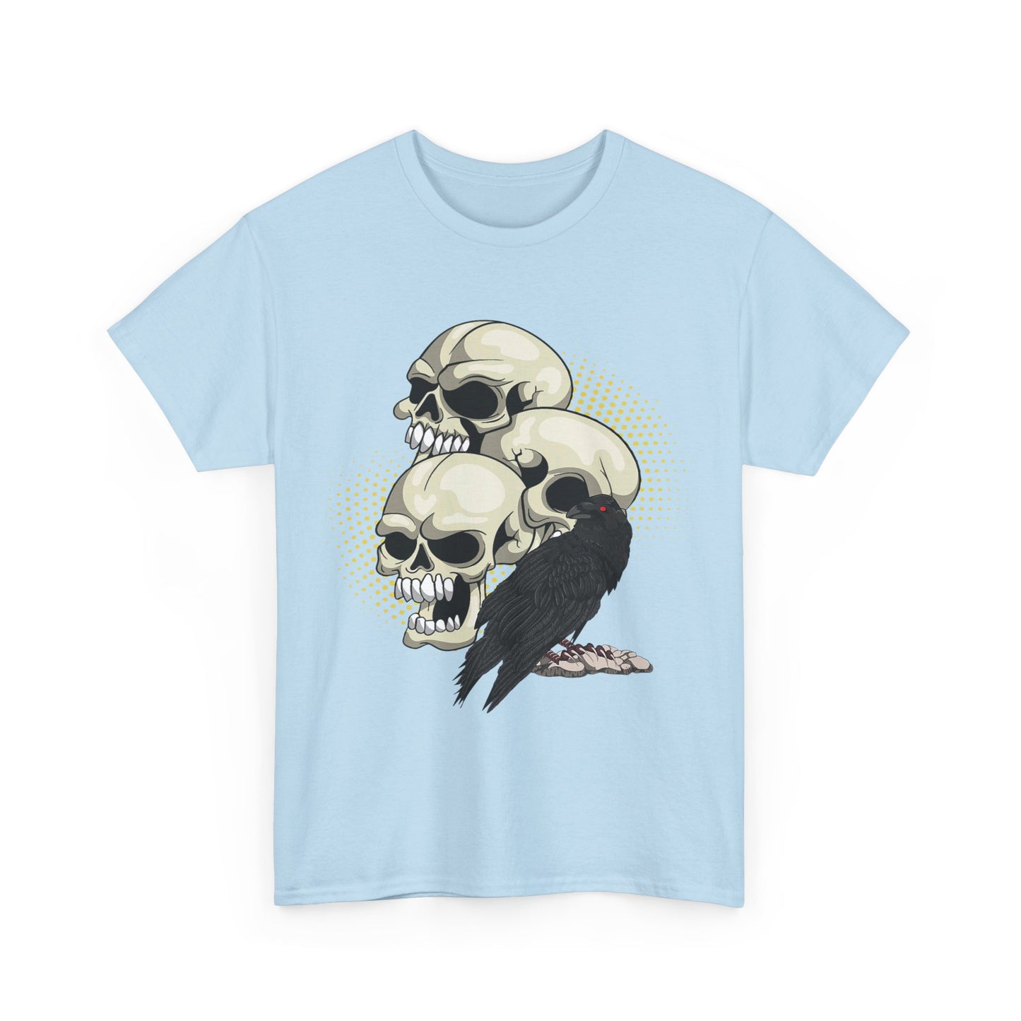 Skull Crow Tee - Unisex Heavy Cotton T-Shirt, Edgy Graphic Shirt, Gothic Style Apparel, Halloween Outfit, Alternative Fashion