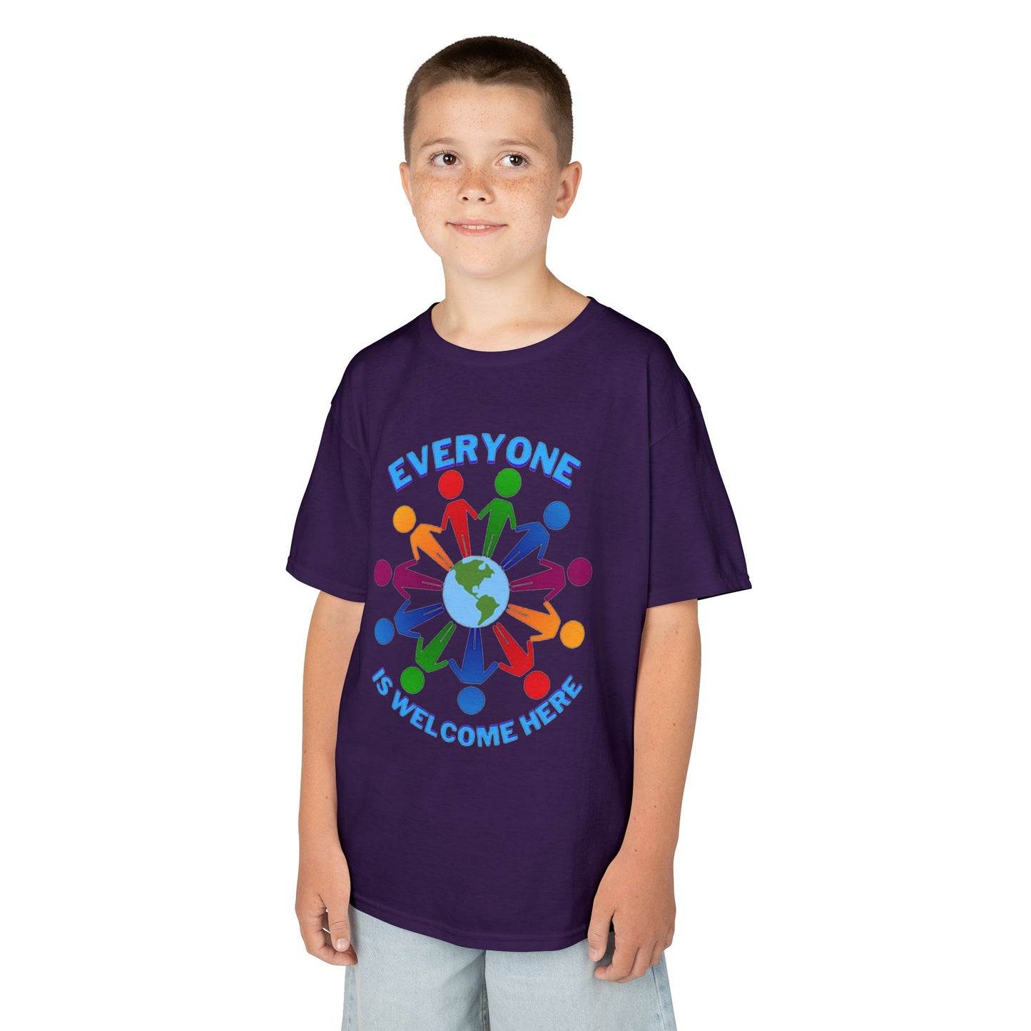 Inclusive Kids Tee - Everyone is Welcome Here, Rainbow T-Shirt, Kids Equality Wear, Unity Apparel, Diversity Gift, Positive Message Top