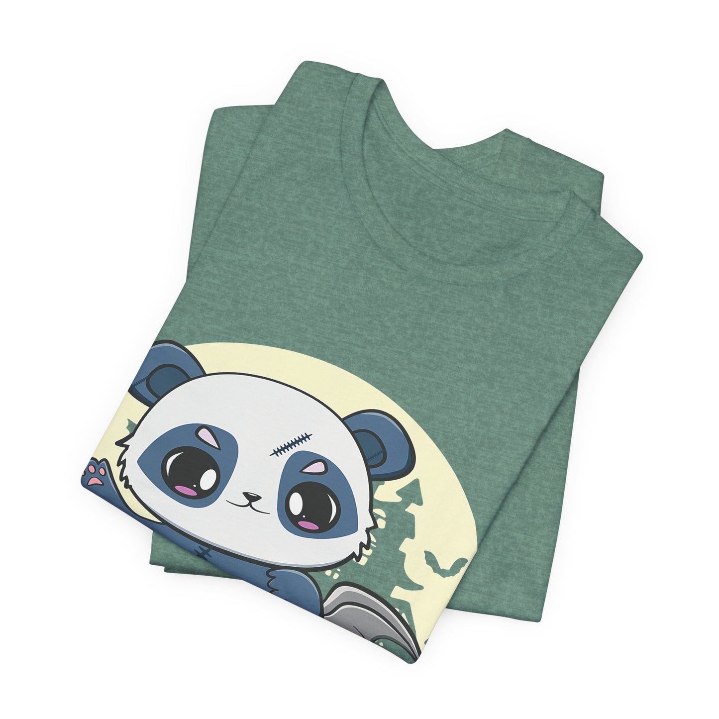 Cute Panda Halloween Tee, Unisex Short Sleeve Shirt, Fun Graphic T-Shirt, Spooky Cute Apparel, Animal Lover Gift
