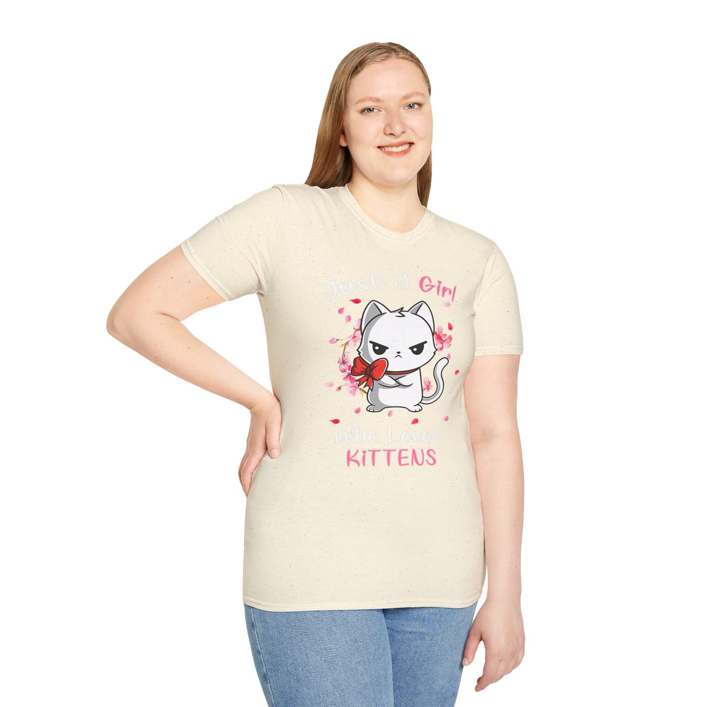 Cute Kittens Graphic Tee, Unisex Softstyle T-Shirt for Cat Lovers, Gift for Birthdays, Valentine's Day, Casual Wear, Animal Lovers