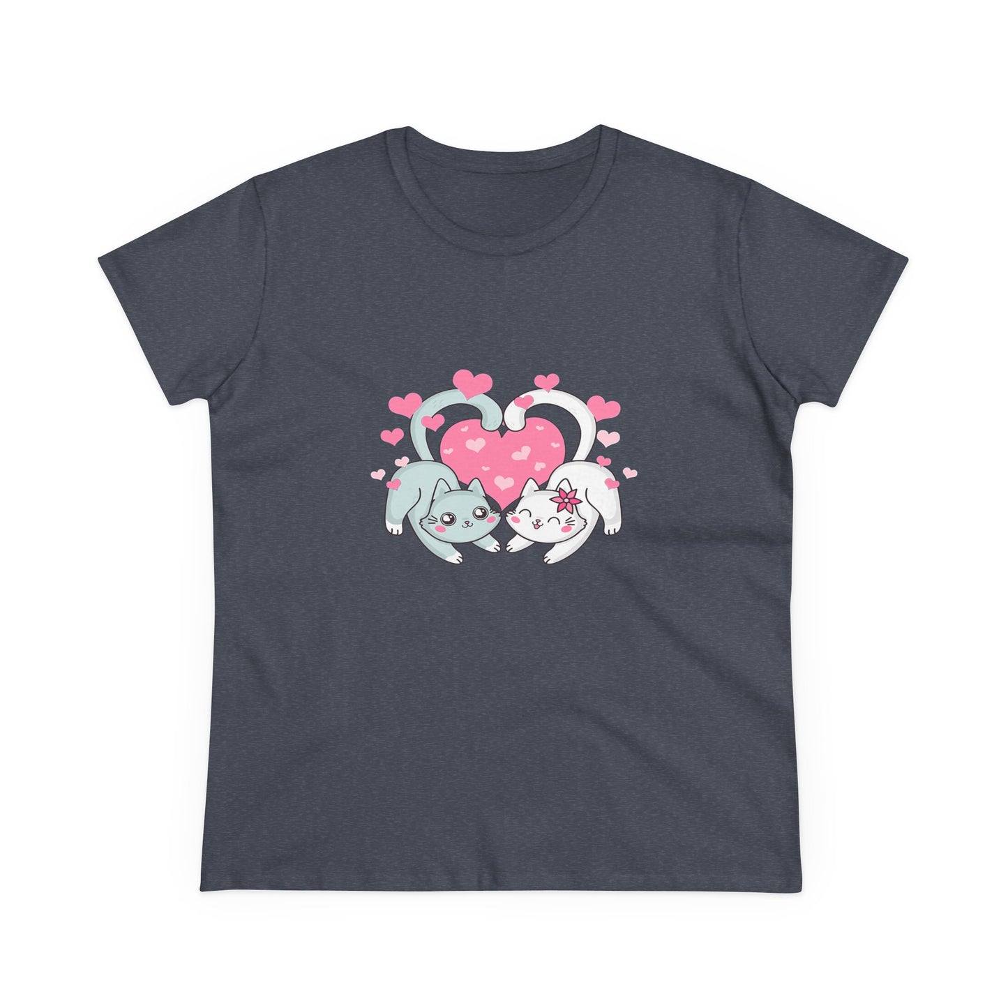 Cute Cat Love Tee for Pet Lovers, Valentine's Day Gift, Women's Casual Cotton T-Shirt, Cat Lover Shirt, Unique Pet Gift