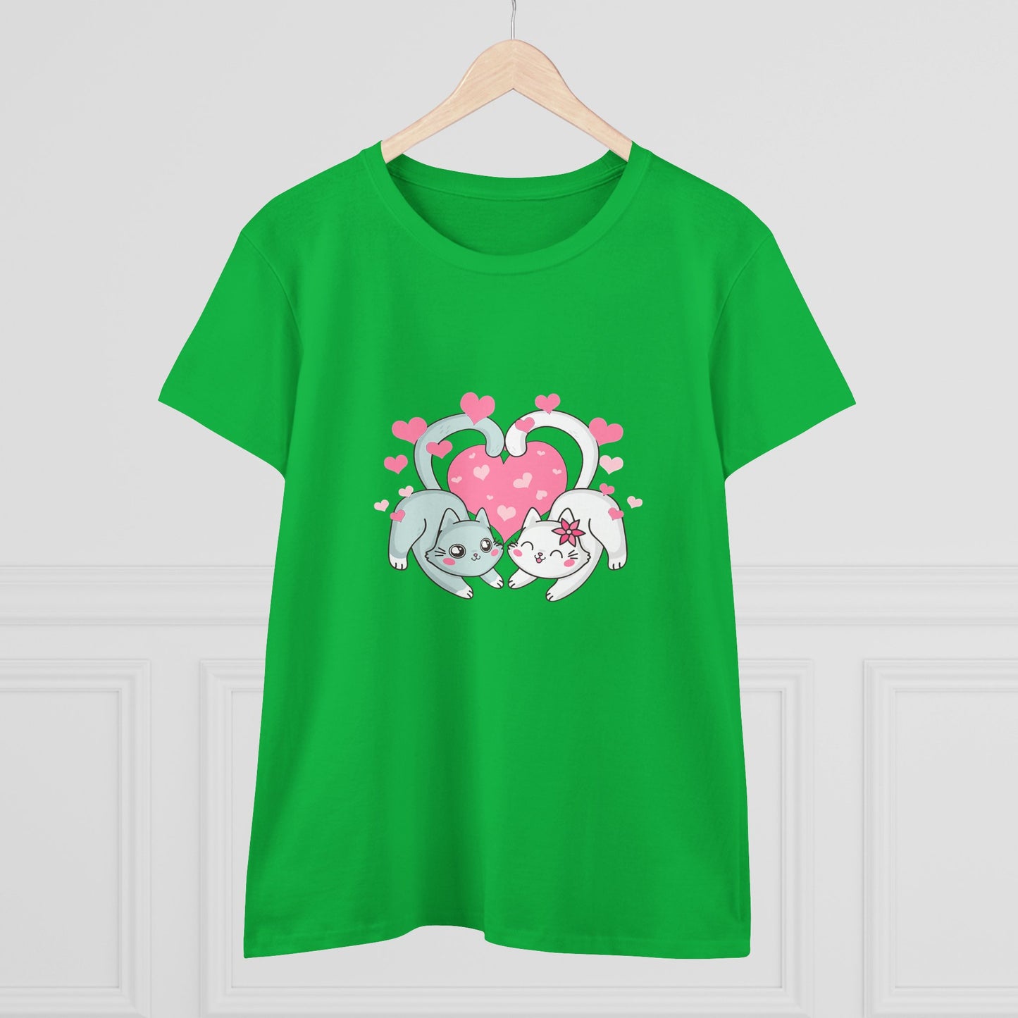 Cute Cat Love Tee for Pet Lovers, Valentine's Day Gift, Women's Casual Cotton T-Shirt, Cat Lover Shirt, Unique Pet Gift