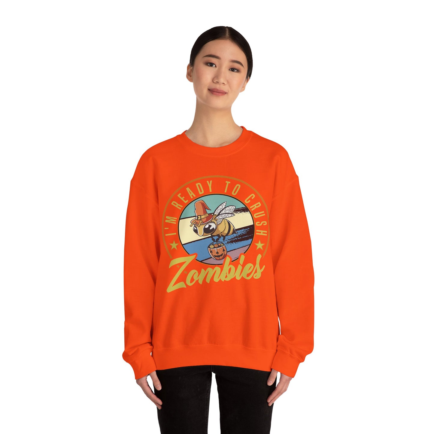 Zombie-Themed Crewneck Sweatshirt - Funny Halloween Gift for Friends, Casual Wear, Cozy Style, Unisex Apparel, Fall Fashion