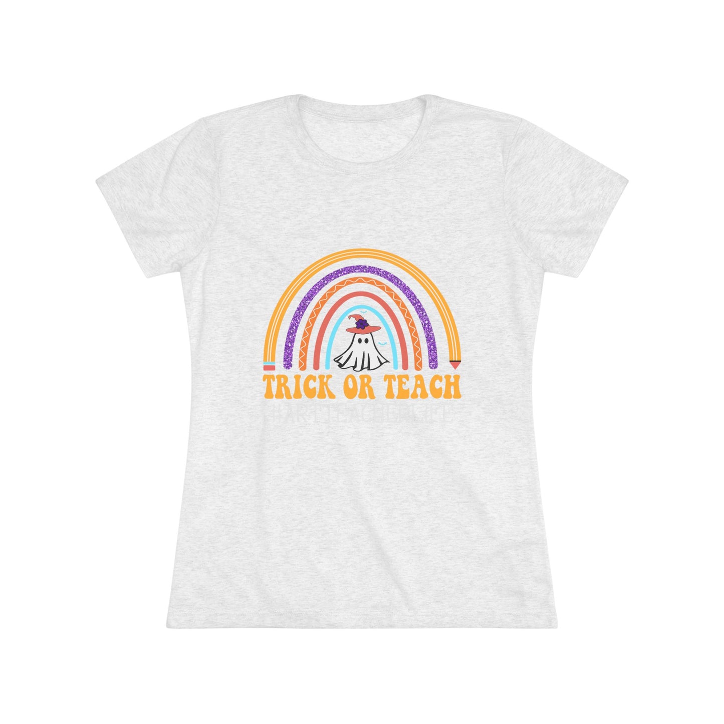 Trick or Teach Rainbow Tee for Women - Fun Halloween Shirt, Gift for Teachers, Fall Fashion, Cute T-Shirt, Casual Wear