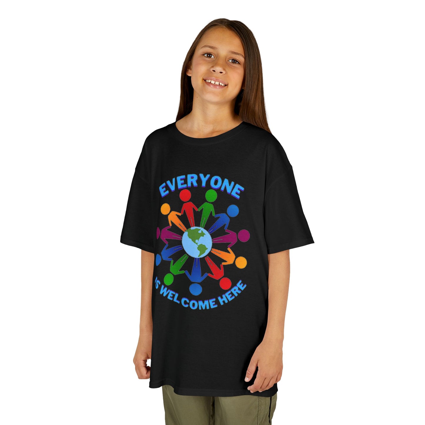 Inclusive Kids Tee - Everyone is Welcome Here, Rainbow T-Shirt, Kids Equality Wear, Unity Apparel, Diversity Gift, Positive Message Top