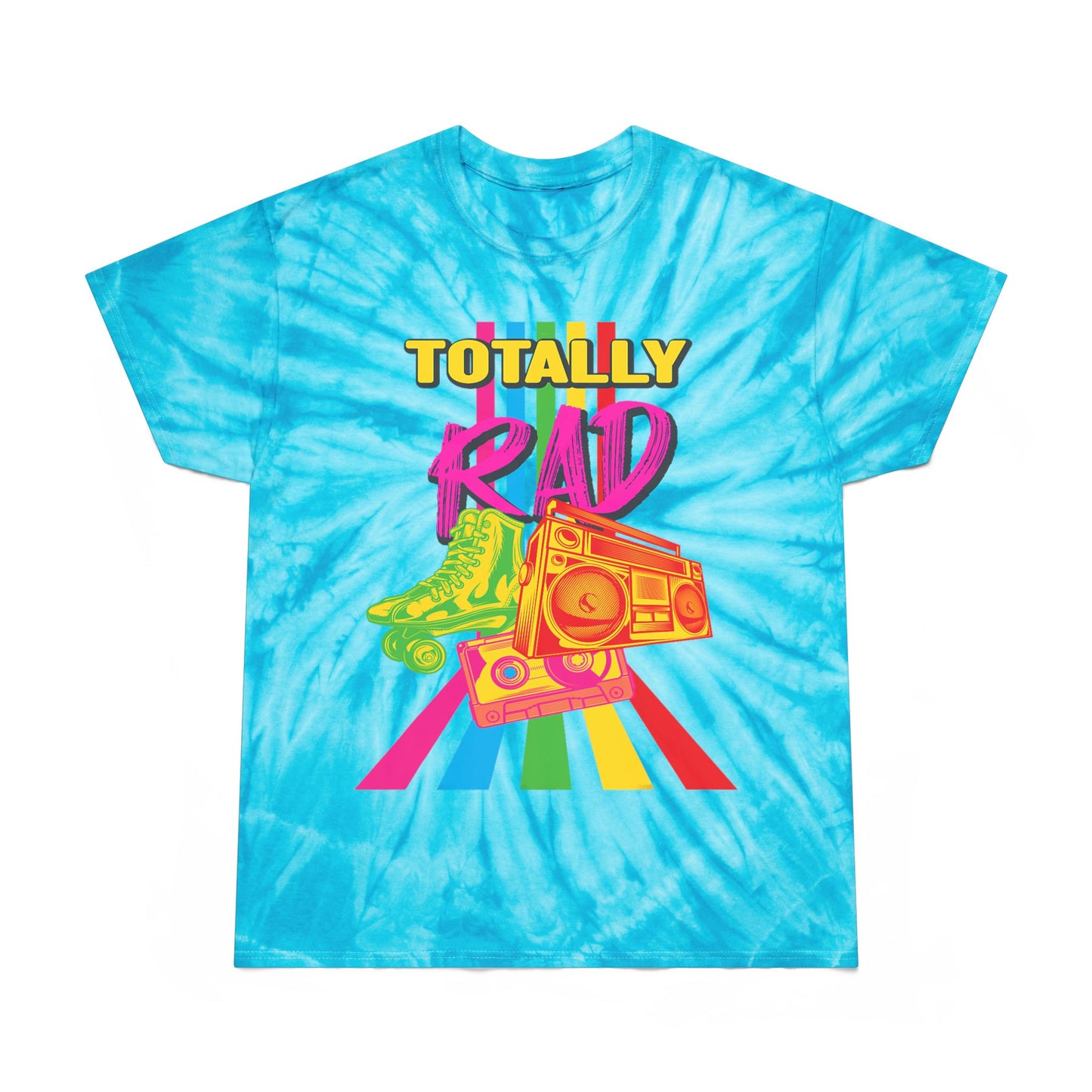 Totally Rad Tie-Dye Tee | Retro 80s Vibe Shirt | Perfect for Summer Festivals, Casual Outfits, Skate Culture, Unique Gift Idea
