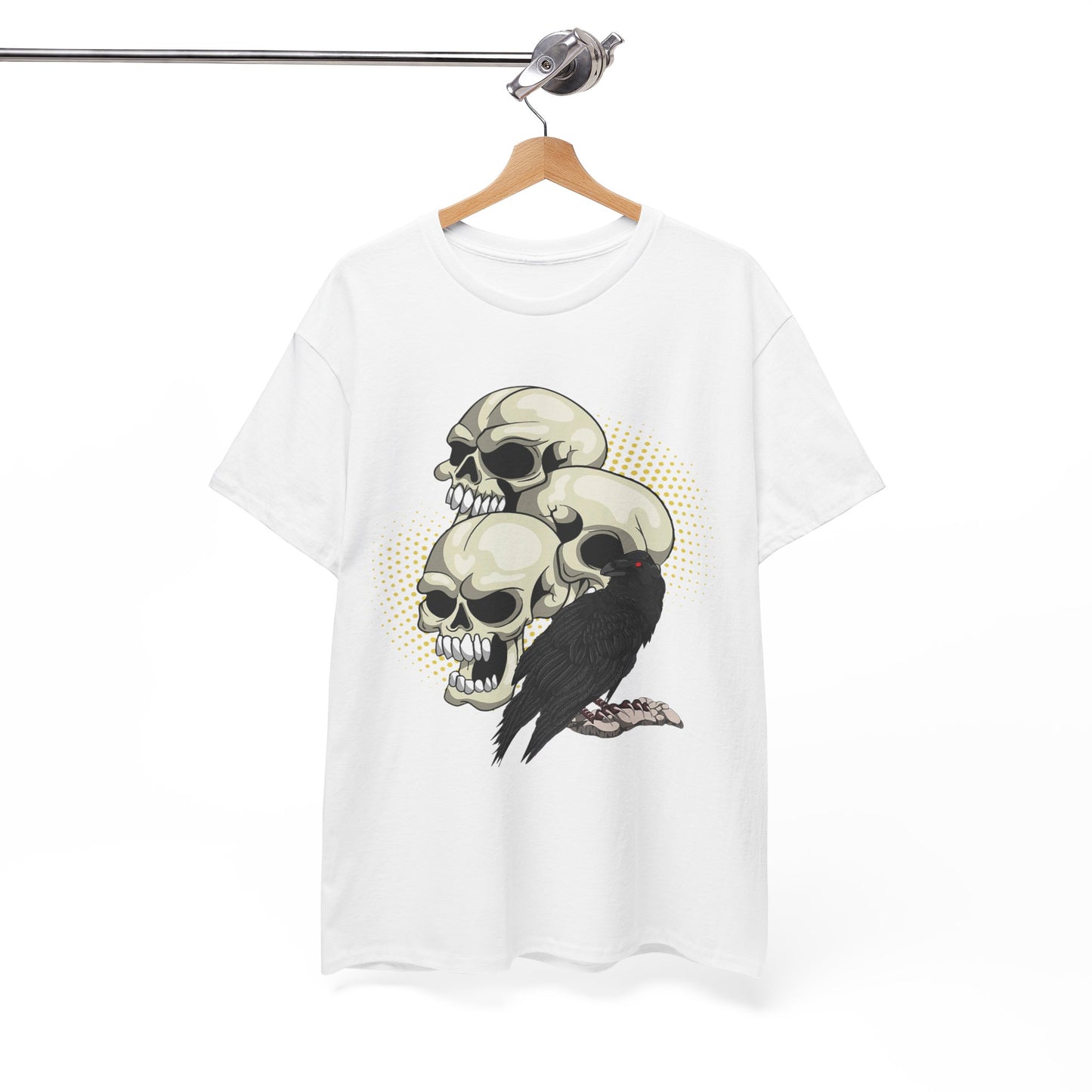 Skull Crow Tee - Unisex Heavy Cotton T-Shirt, Edgy Graphic Shirt, Gothic Style Apparel, Halloween Outfit, Alternative Fashion
