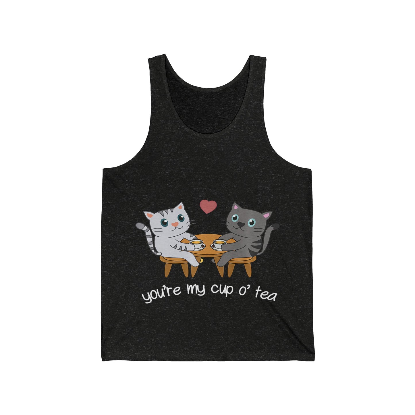 Cute Cat Lovers Unisex Jersey Tank - You're My Cup of Tea, Cat Tank Top, Gift for Cat Owners, Pet Lover Apparel, Summer Casual Wear