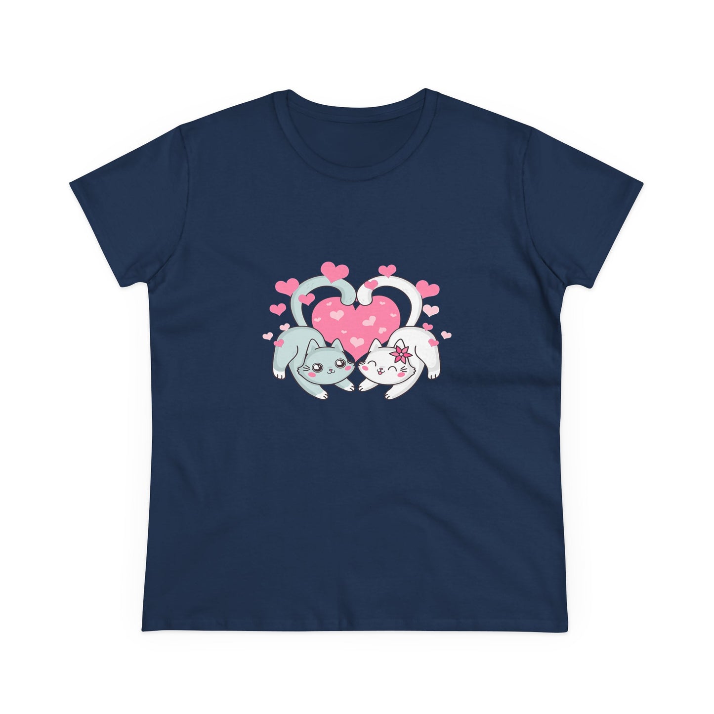 Cute Cat Love Tee for Pet Lovers, Valentine's Day Gift, Women's Casual Cotton T-Shirt, Cat Lover Shirt, Unique Pet Gift