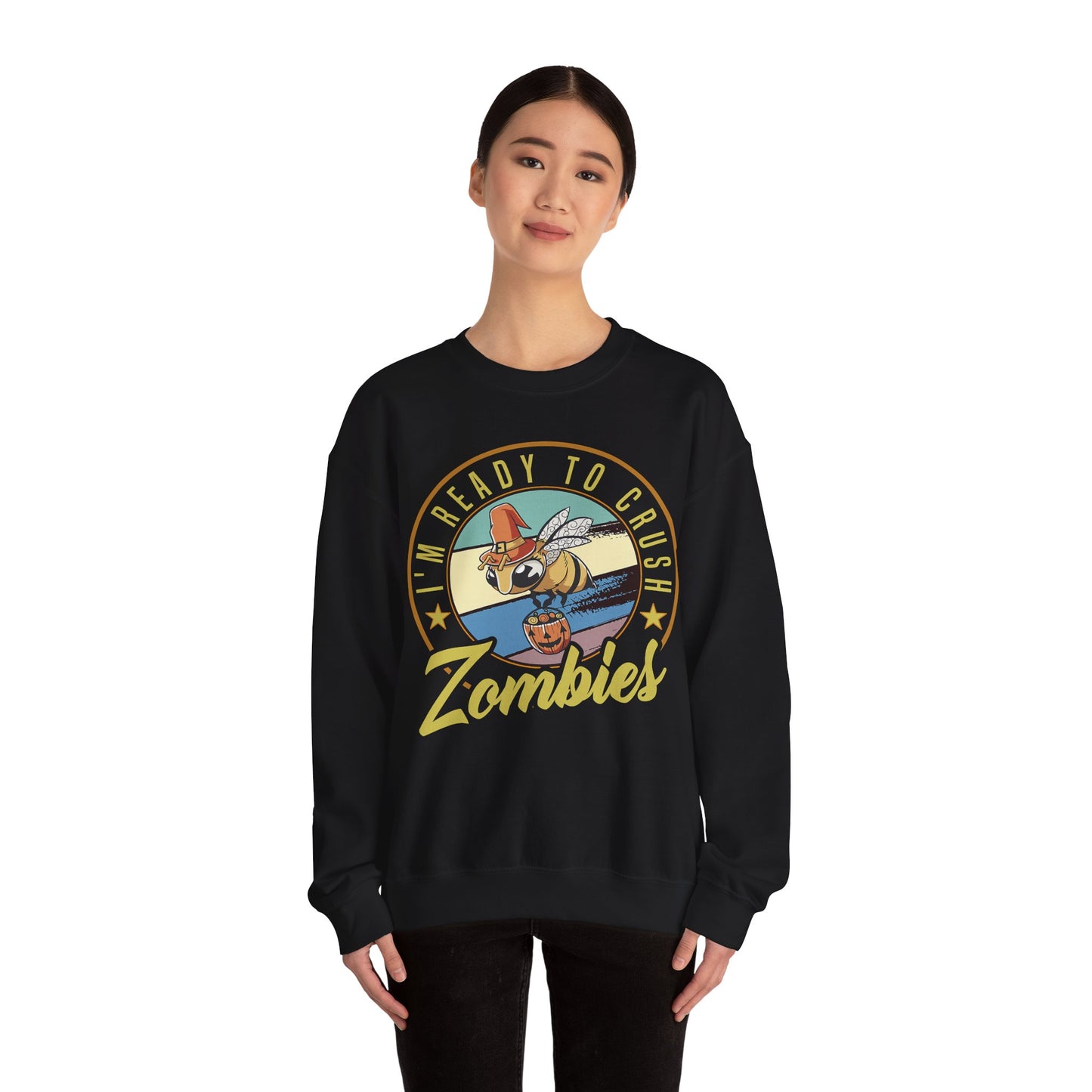 Zombie-Themed Crewneck Sweatshirt - Funny Halloween Gift for Friends, Casual Wear, Cozy Style, Unisex Apparel, Fall Fashion
